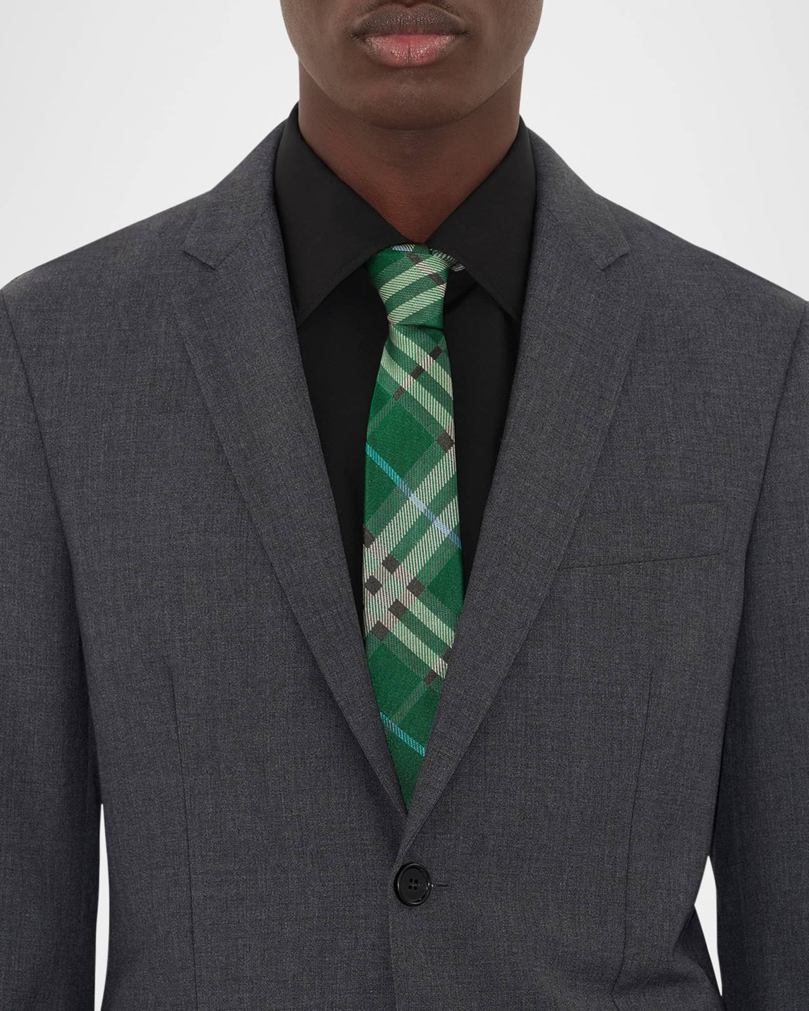 Men's Check Mulberry Silk Tie 1