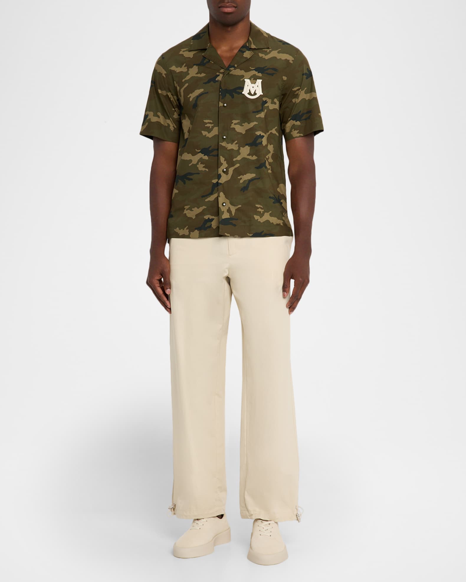 Men's Monogram Camouflage Poplin Camp Shirt 1