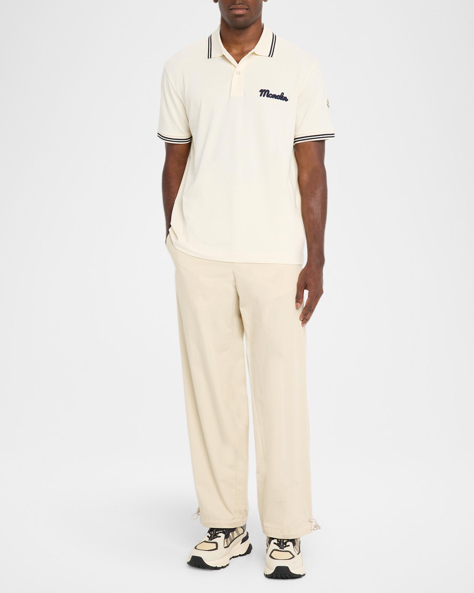 Moncler Men's Logo Script Short Sleeve Polo | Neiman Marcus
