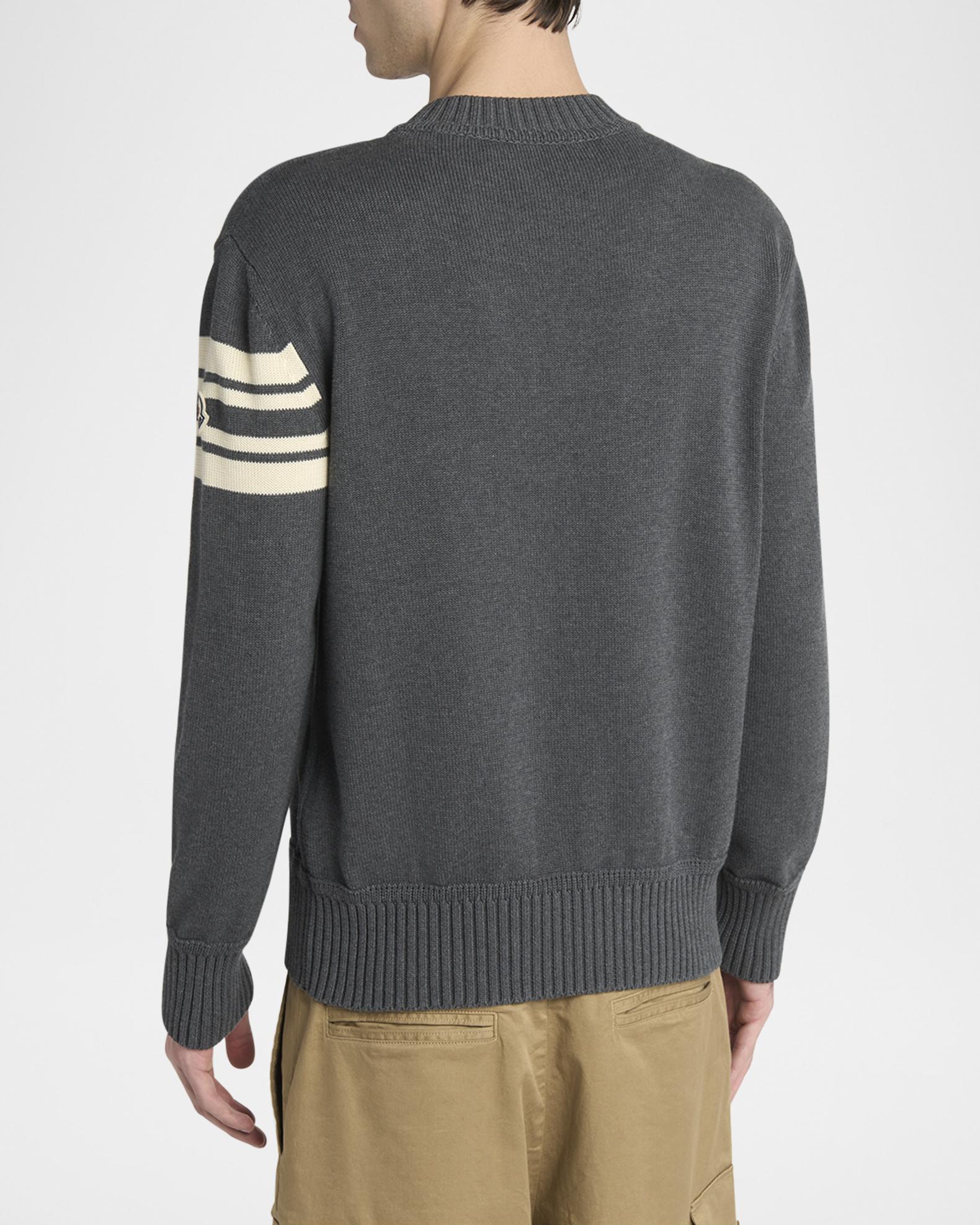Moncler Men's Curved Logo Knit Crewneck Sweater | Neiman Marcus