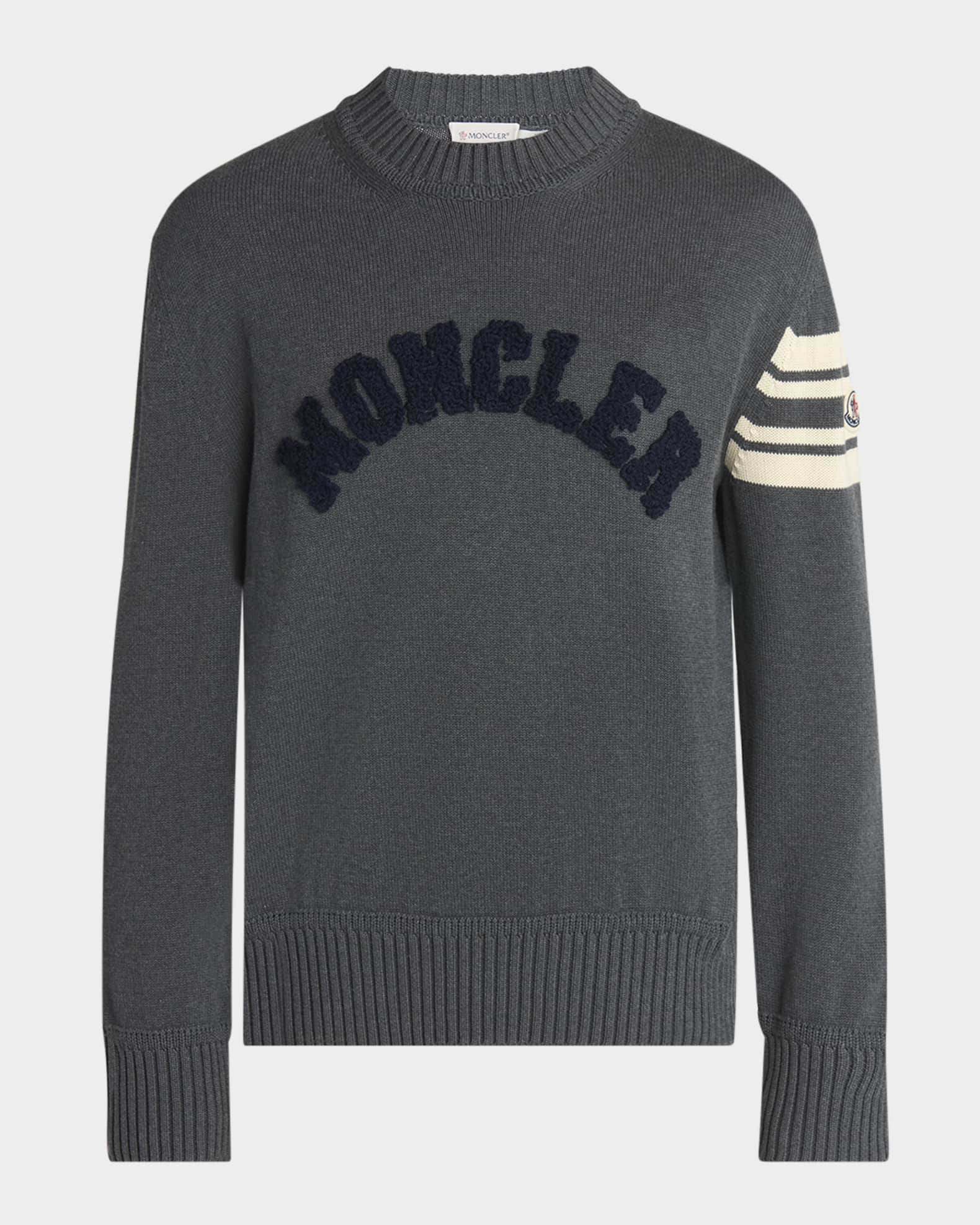 Men's Curved Logo Knit Crewneck Sweater 0