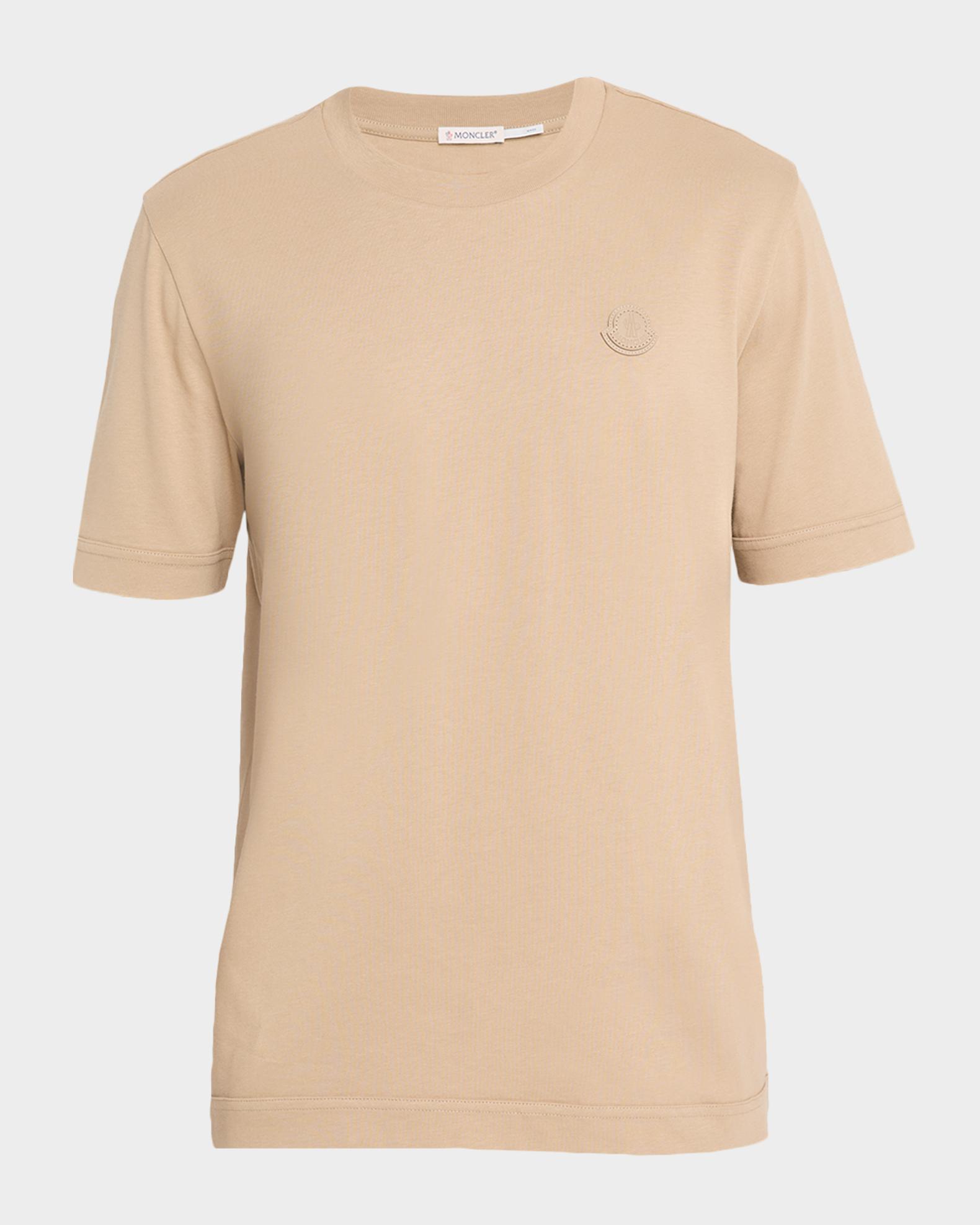 Moncler Men's Leather Logo Crewneck T-Shirt | Neiman Marcus