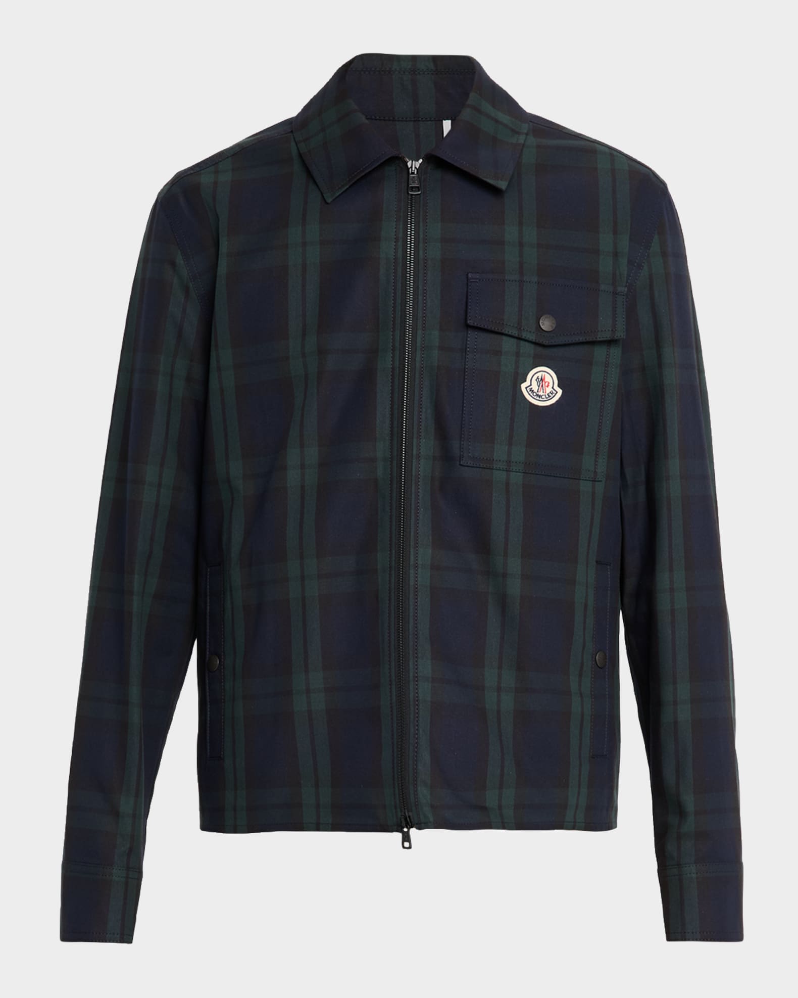 Moncler Men's Plaid Full-Zip Shirt Jacket | Neiman Marcus