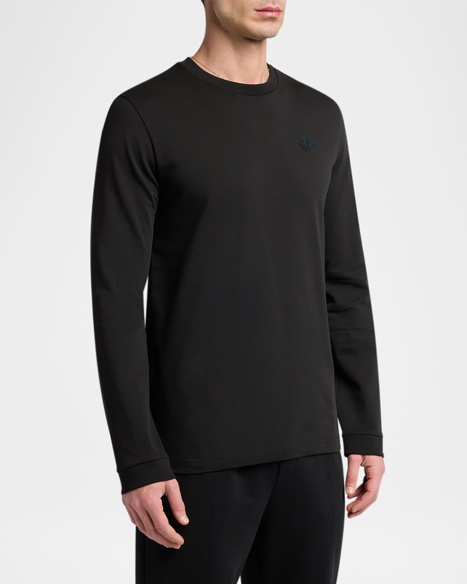 Moncler Men's Cotton Graffiti Logo Long-Sleeve T-Shirt | Neiman Marcus