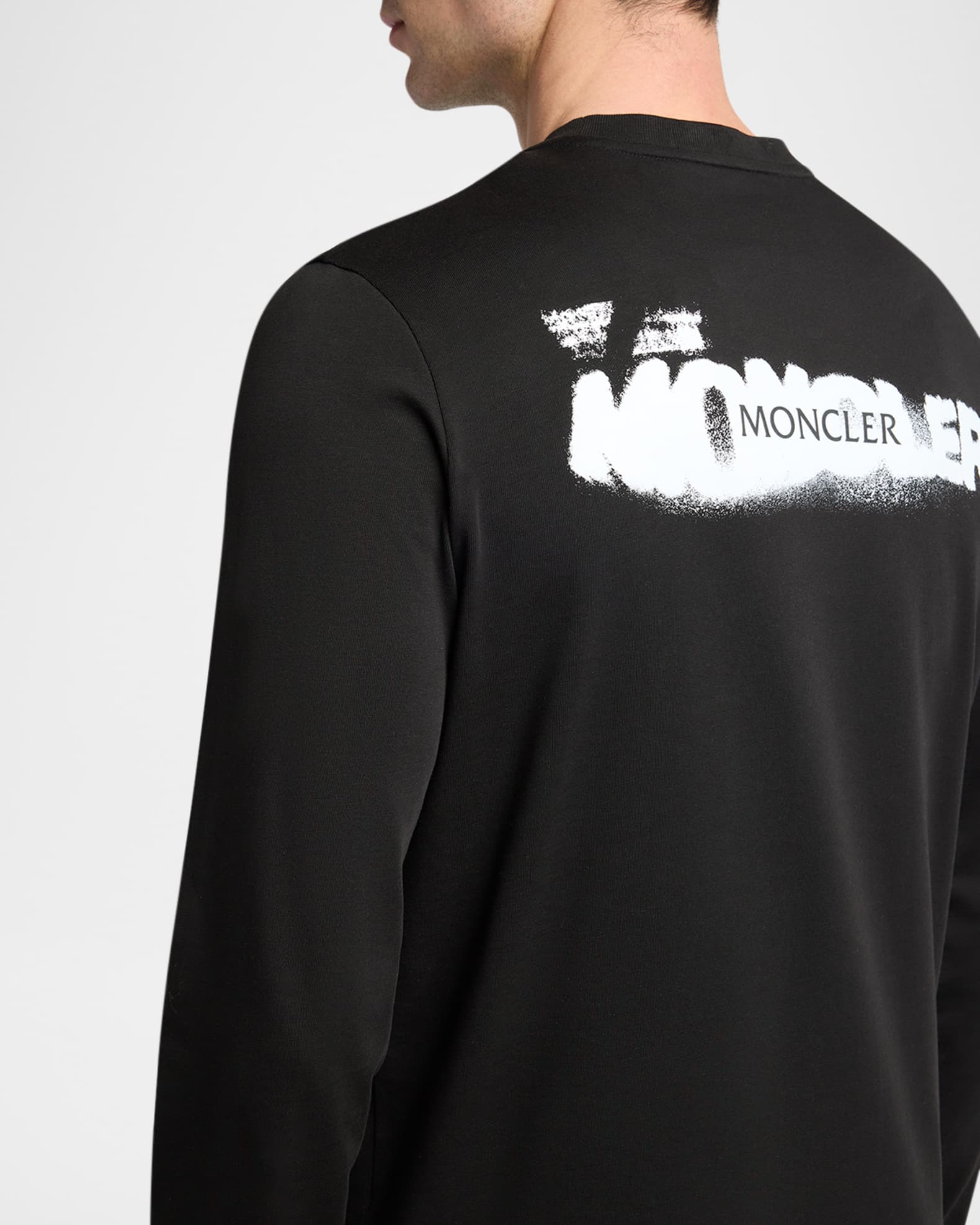 Moncler Men's Cotton Graffiti Logo Long-Sleeve T-Shirt | Neiman Marcus