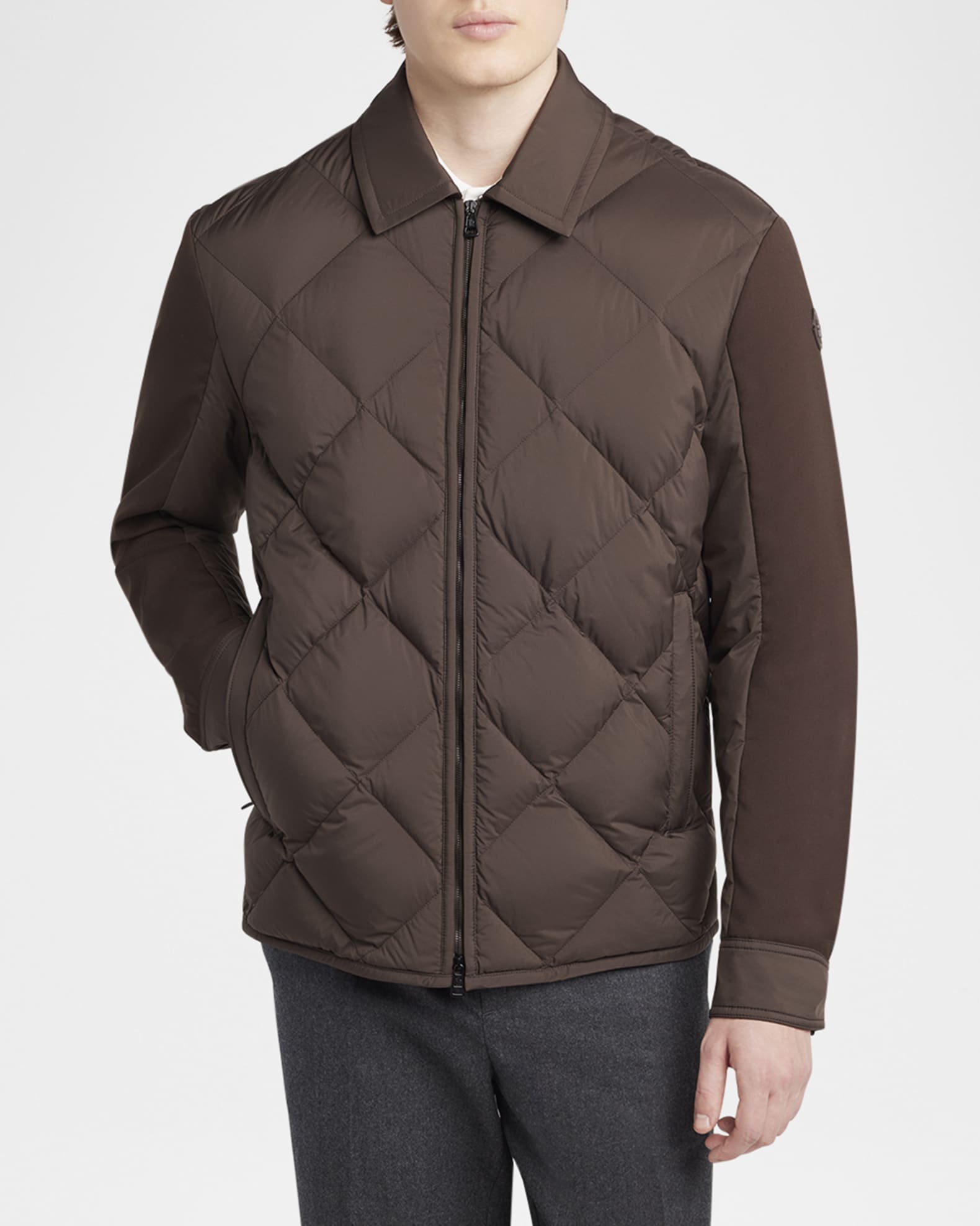 Moncler Men's Edit Diamond Quilt Aiguille Shirt Jacket
