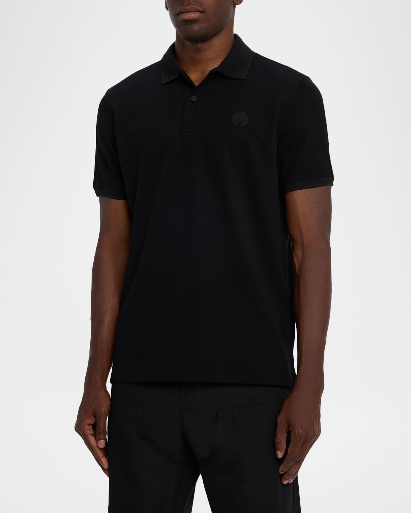 Moncler Men's Cotton Tonal Logo Polo Shirt | Neiman Marcus
