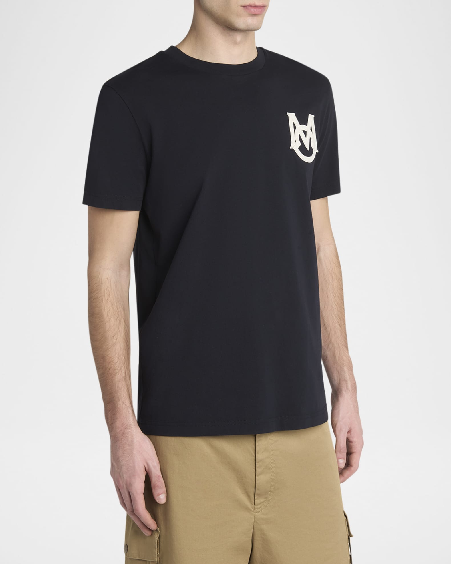 Moncler Men's Monogram Applique Crewneck T-Shirt | Neiman Marcus