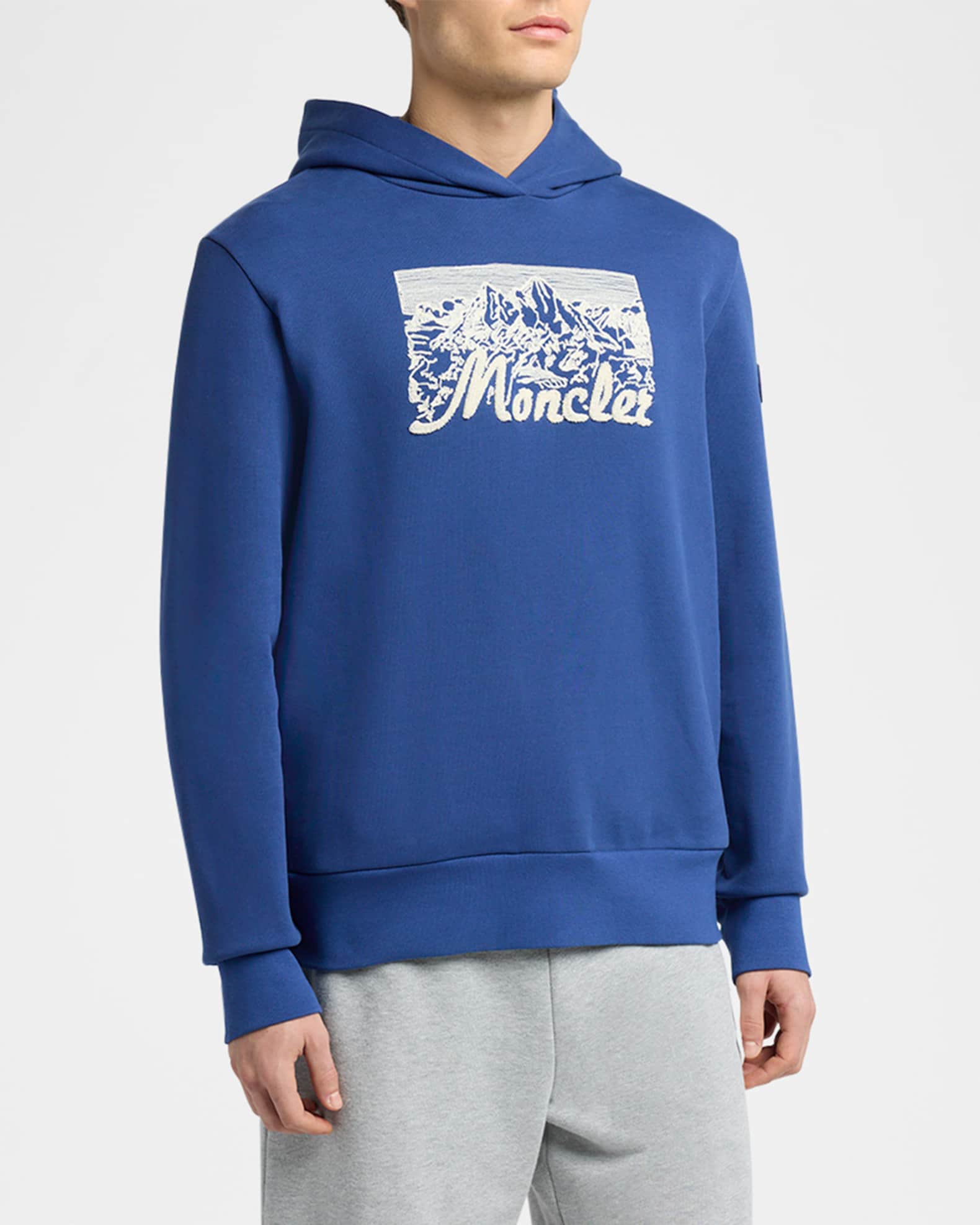 Moncler Grenoble★Embroidered Mountain Logo Cotton Hoodie NEW MONCLER COLOR BLOCK BLACK LOGO COTTON HOODIE SWEATSHIRT
