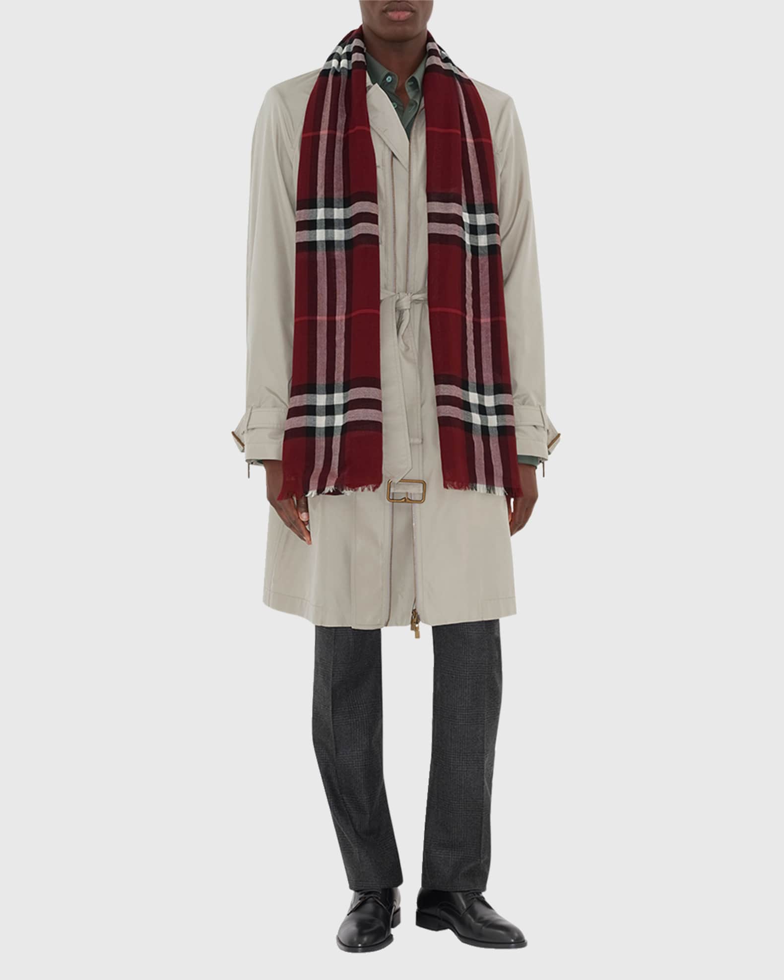 Men's Wool Large Check Scarf 1