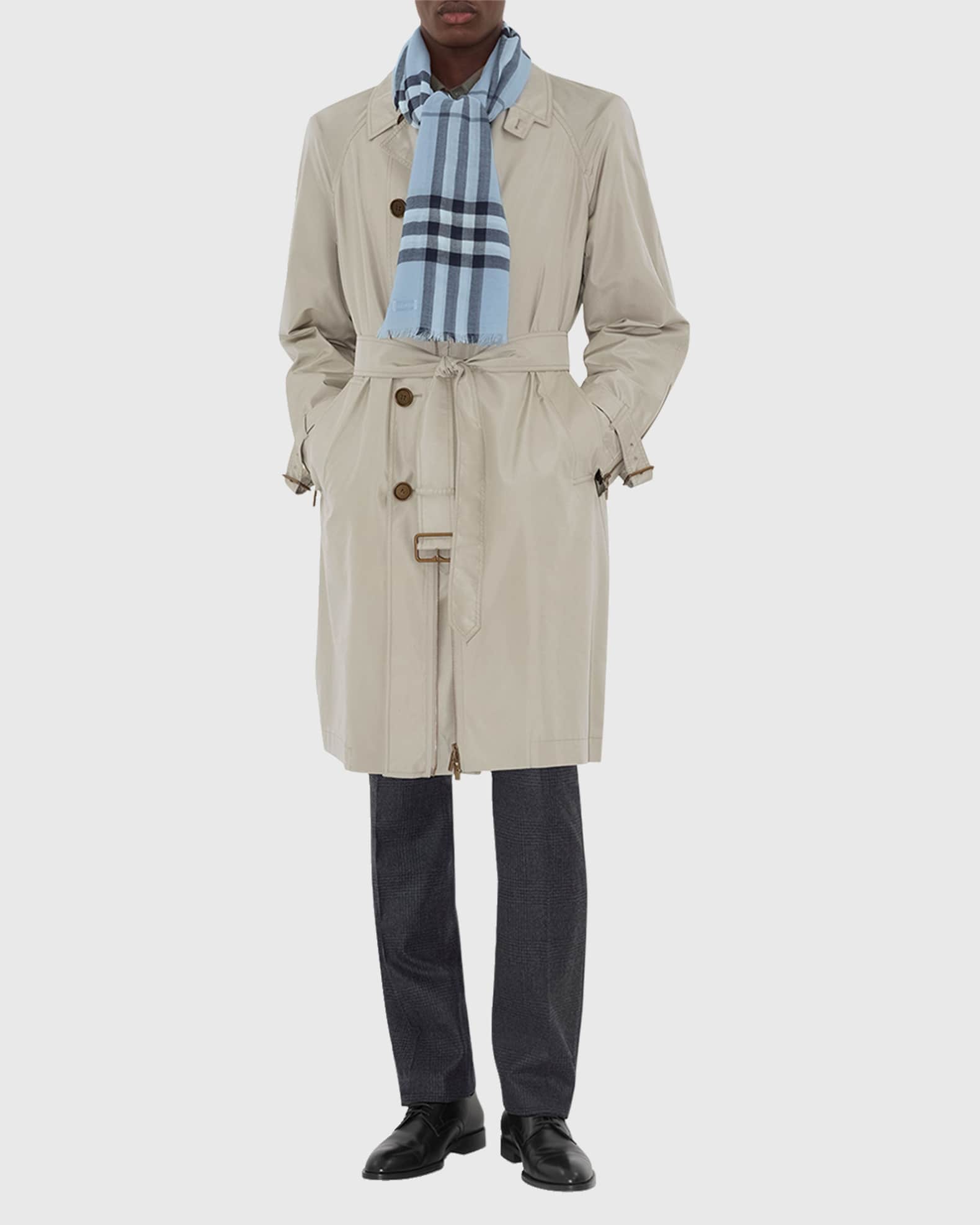 Men's Giant Check Lightweight Wool Scarf 1