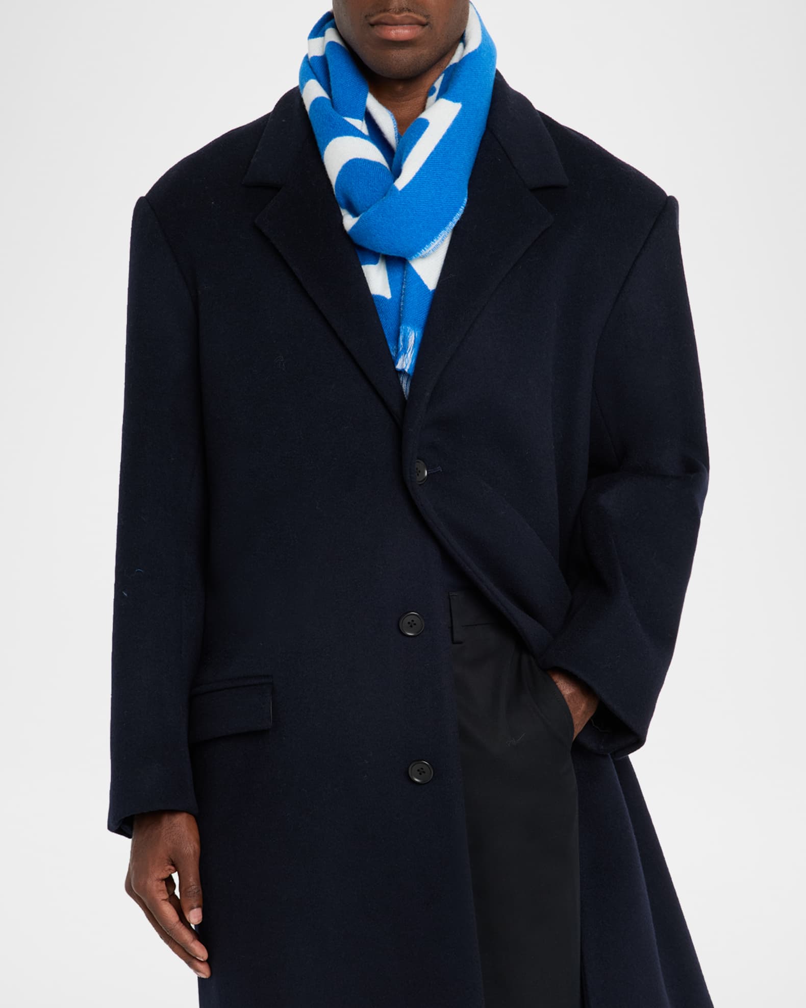 Burberry Men's Wool Logo Text B Shield Scarf | Neiman Marcus