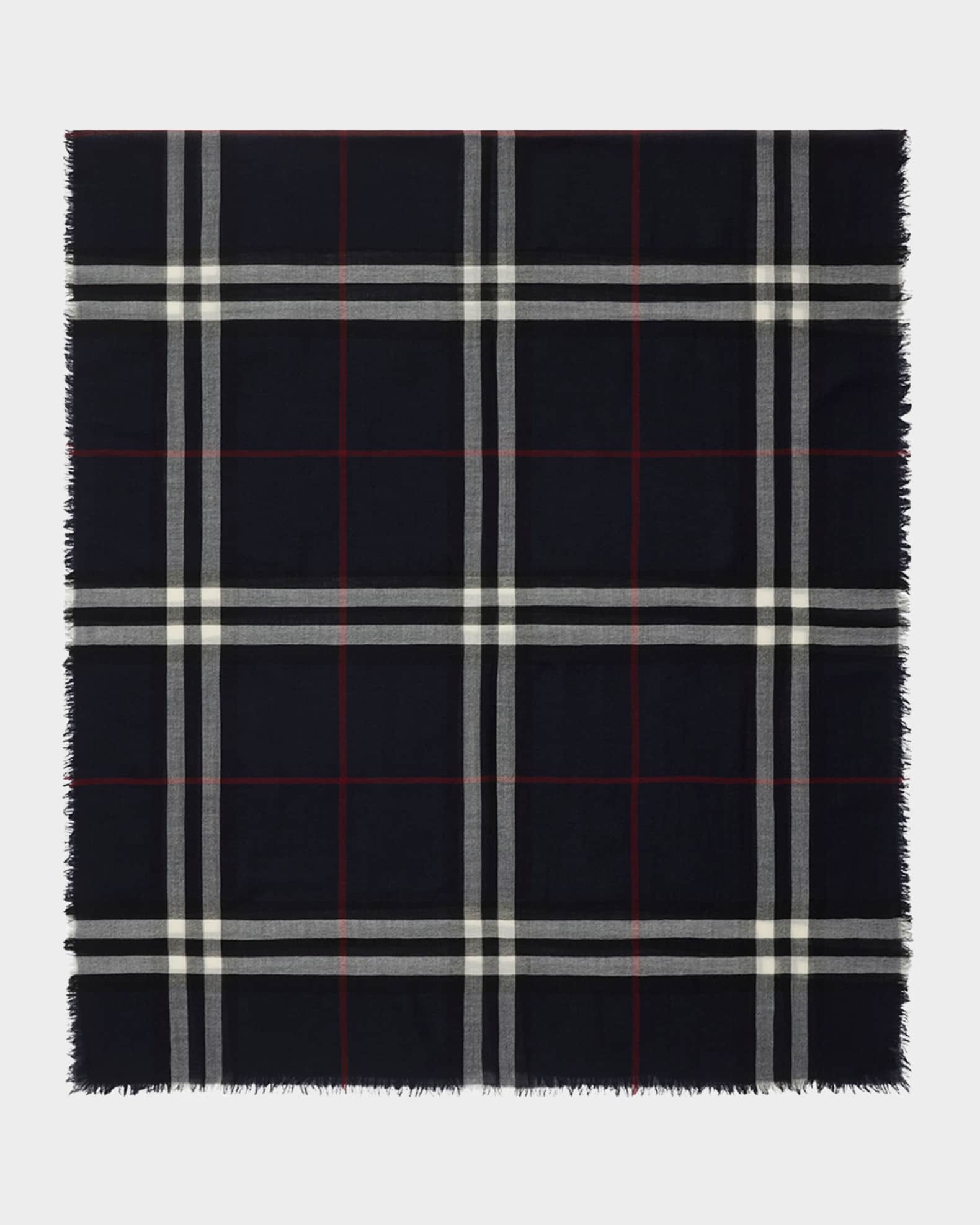 Men's Wool Large Check Scarf 0