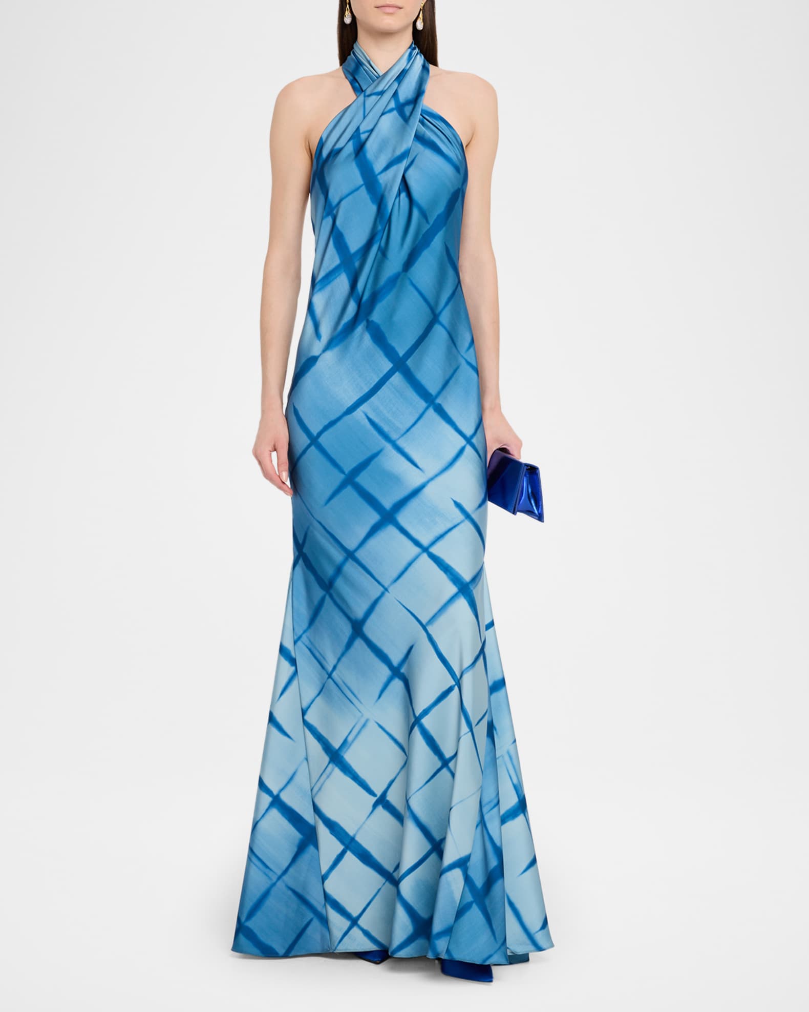 Halston Corinne Backless Satin Mermaid Gown Neiman Marcus