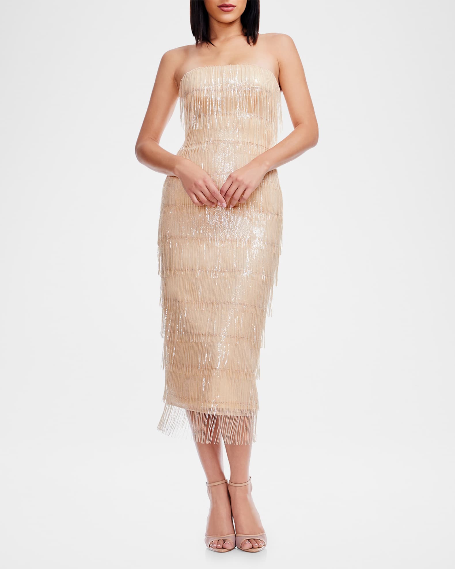 Morgan Bead & Sequin Fringe Midi Dress 1