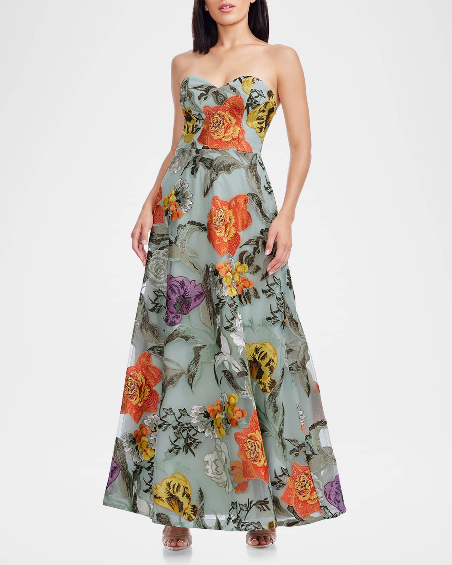 Destinee Strapless Floral-Embroidered Gown 1