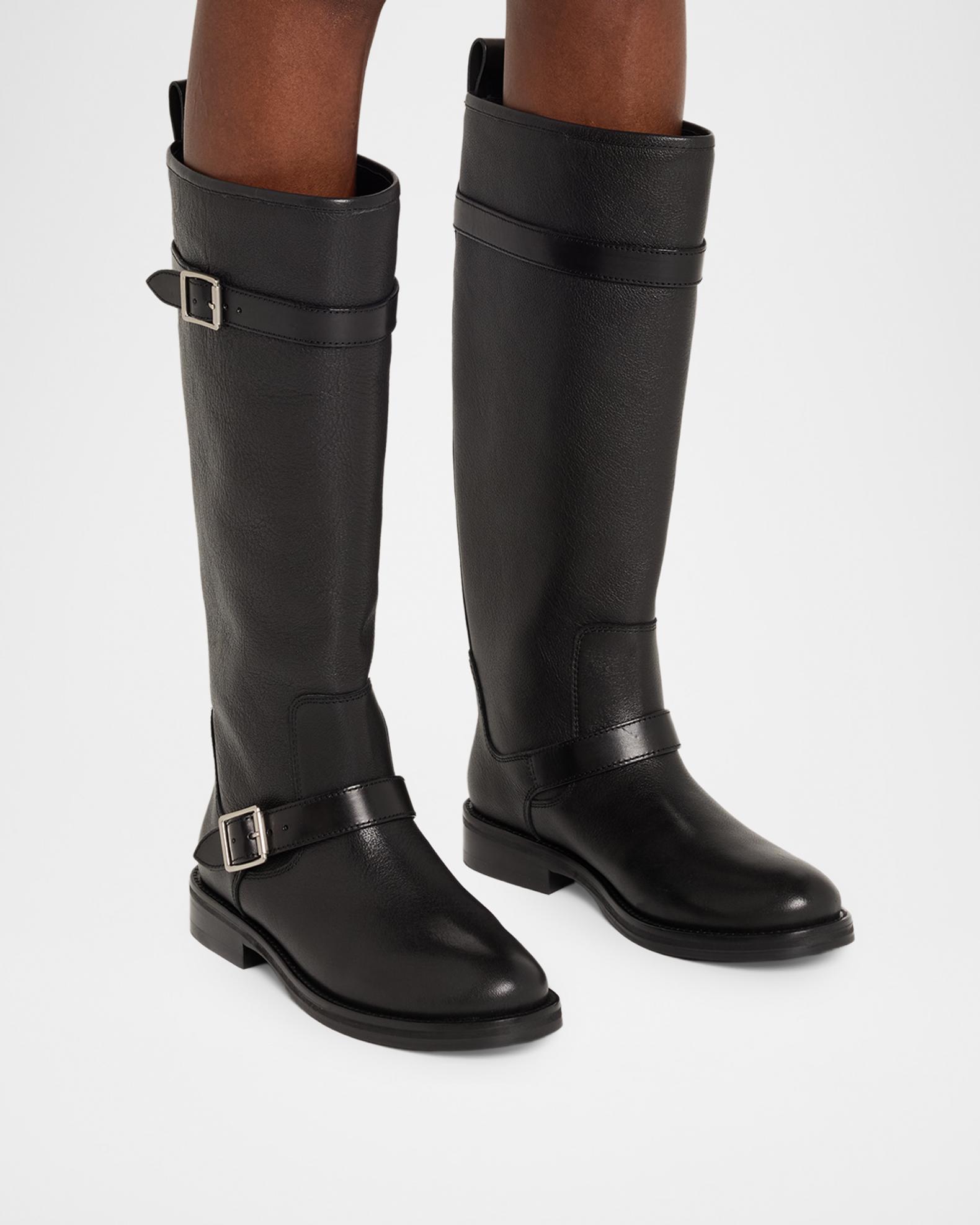 SIMKHAI Noah Leather Buckle Knee-High Boots | Neiman Marcus