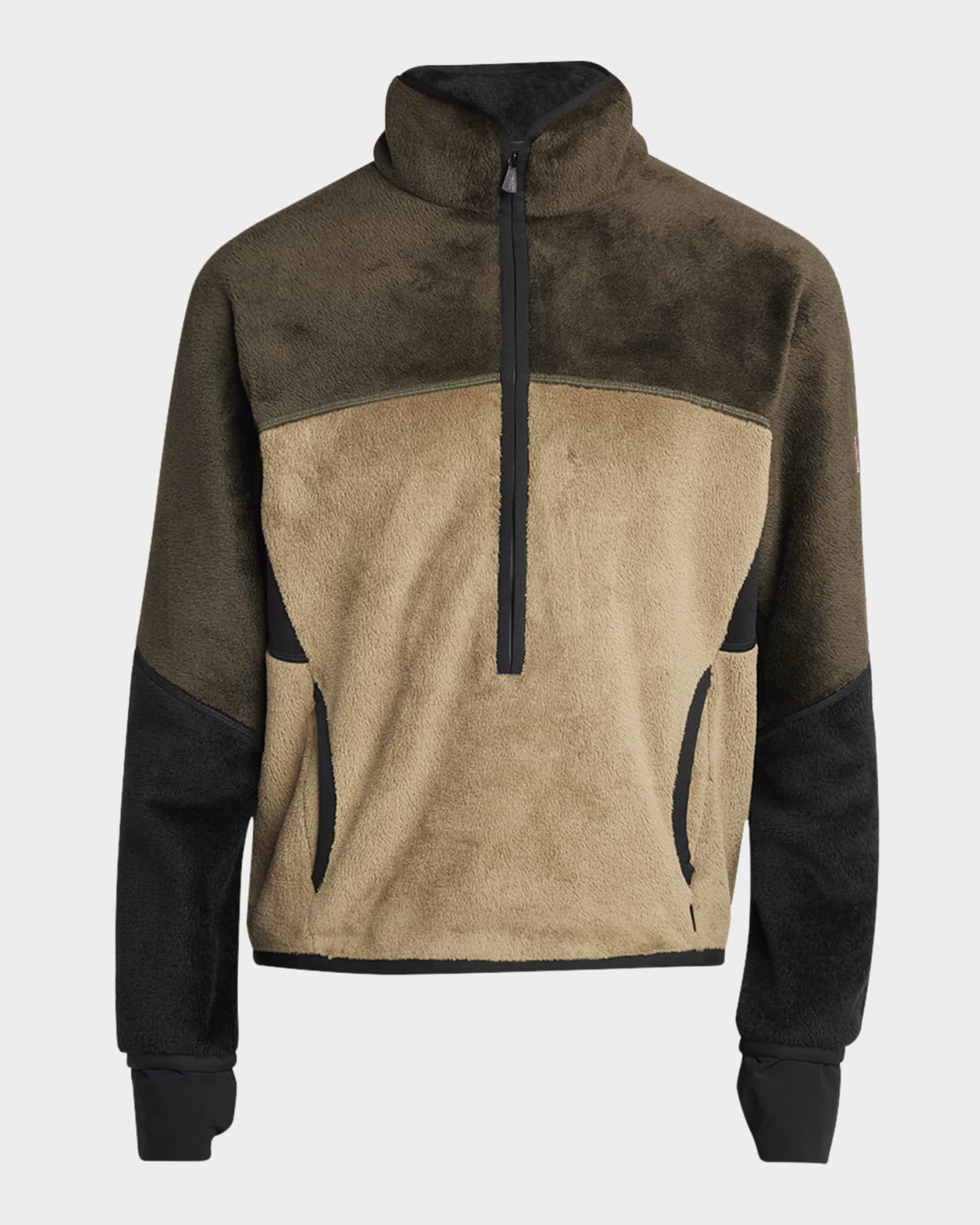 Moncler Grenoble Men's Velvet Partial Zip Pullover | Neiman