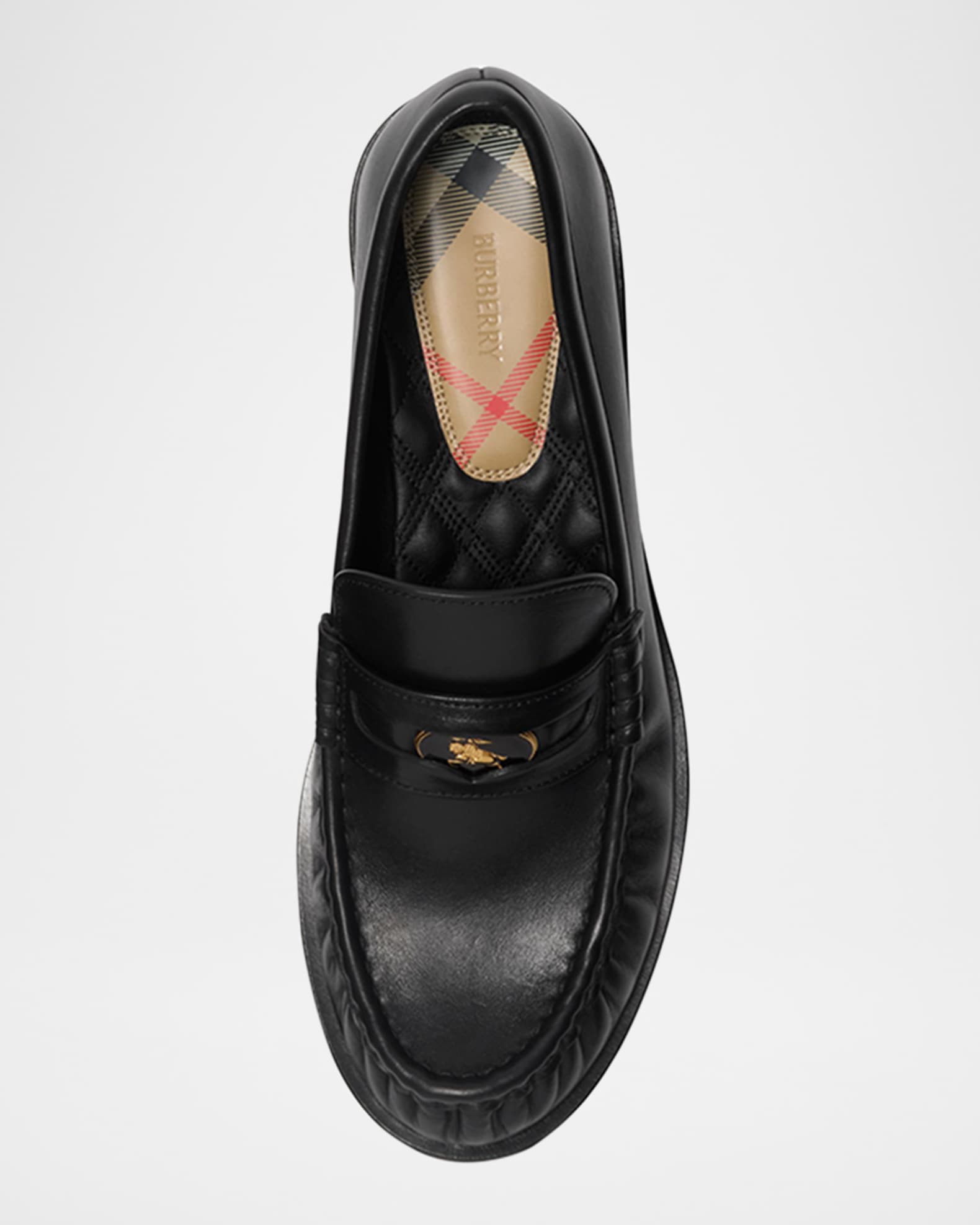 Burberry Cadet Grained Calf Leather Penny Loafers | Neiman