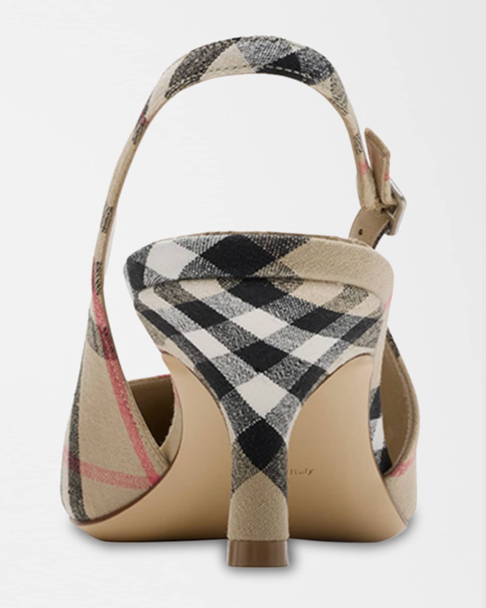 Burberry Dame Vintage Check Slingback Linen Pumps | Neiman