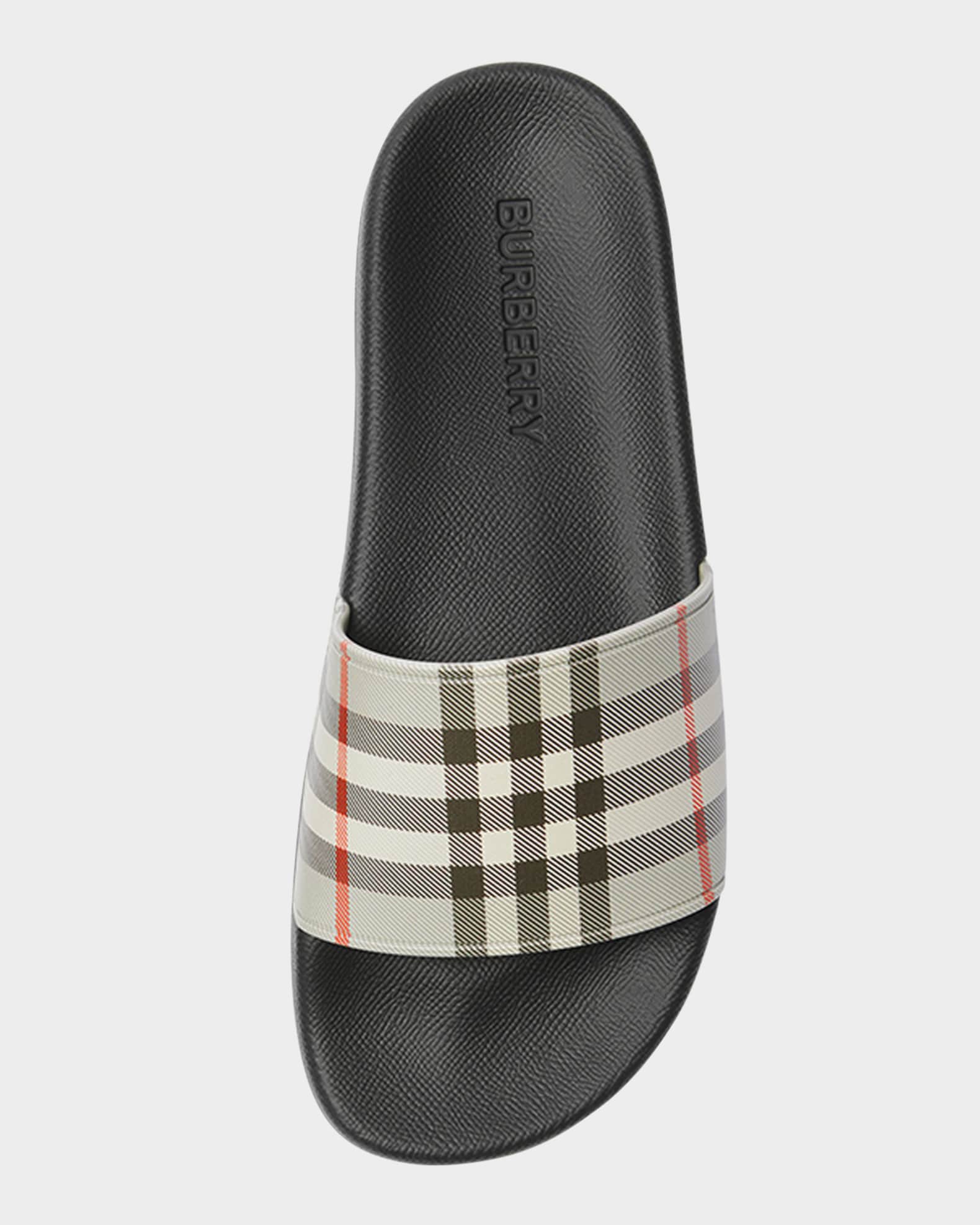 Burberry Furley Vintage Check Slide Sandals | Neiman Marcus