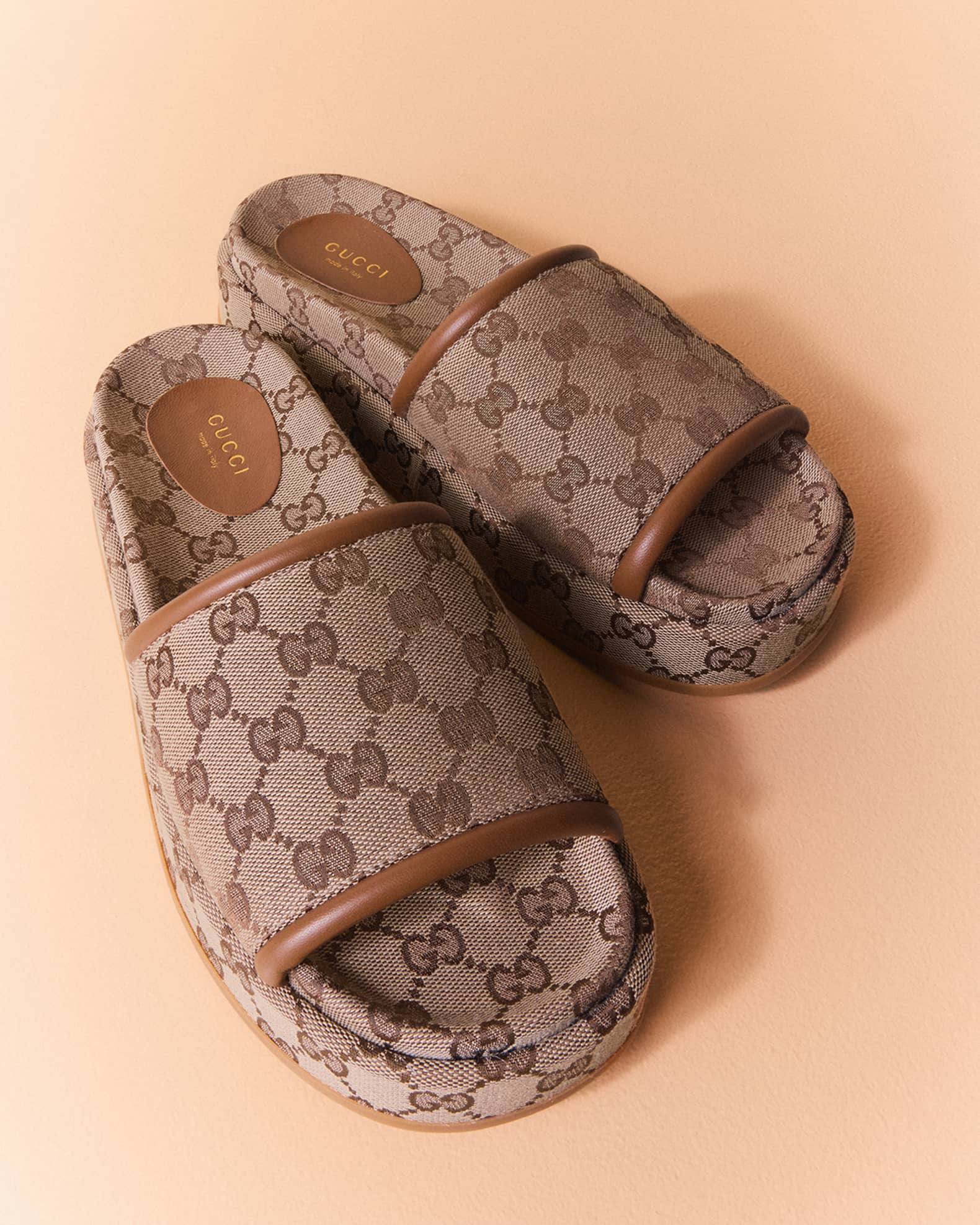 Gucci Clarice GG Canvas Platform Slides | Neiman Marcus