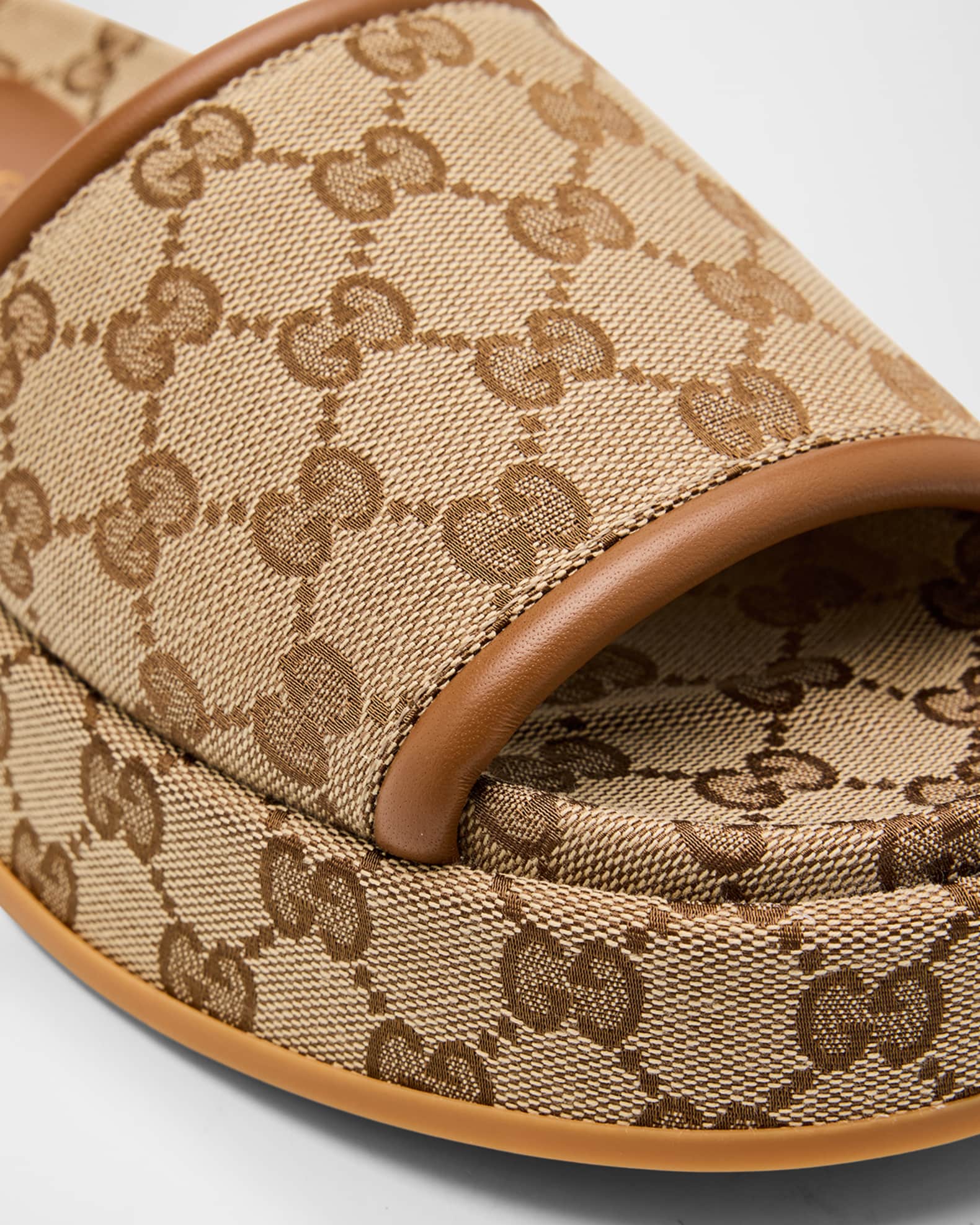 【GUCCI】 GG Canvas platform slides Gucci Canvas GG Monogram Angelina Platform Slide Sandals | eBay