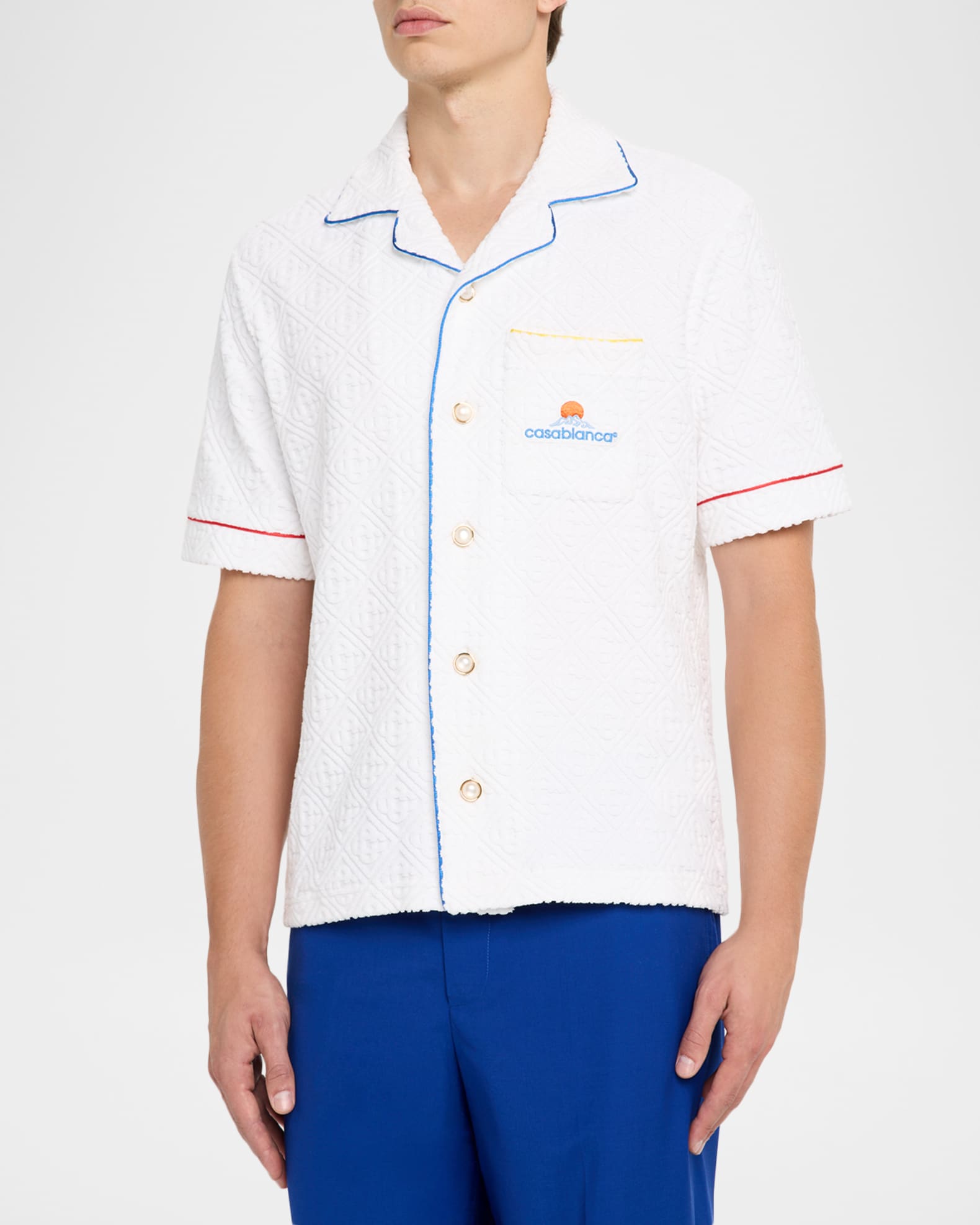 Tシャツ・カットソー Casablanca MENS TOWELLING\nMONOGRAM SHIRT CASABLANCA Men's Towelling Monogram Short-Sleeve Shirt