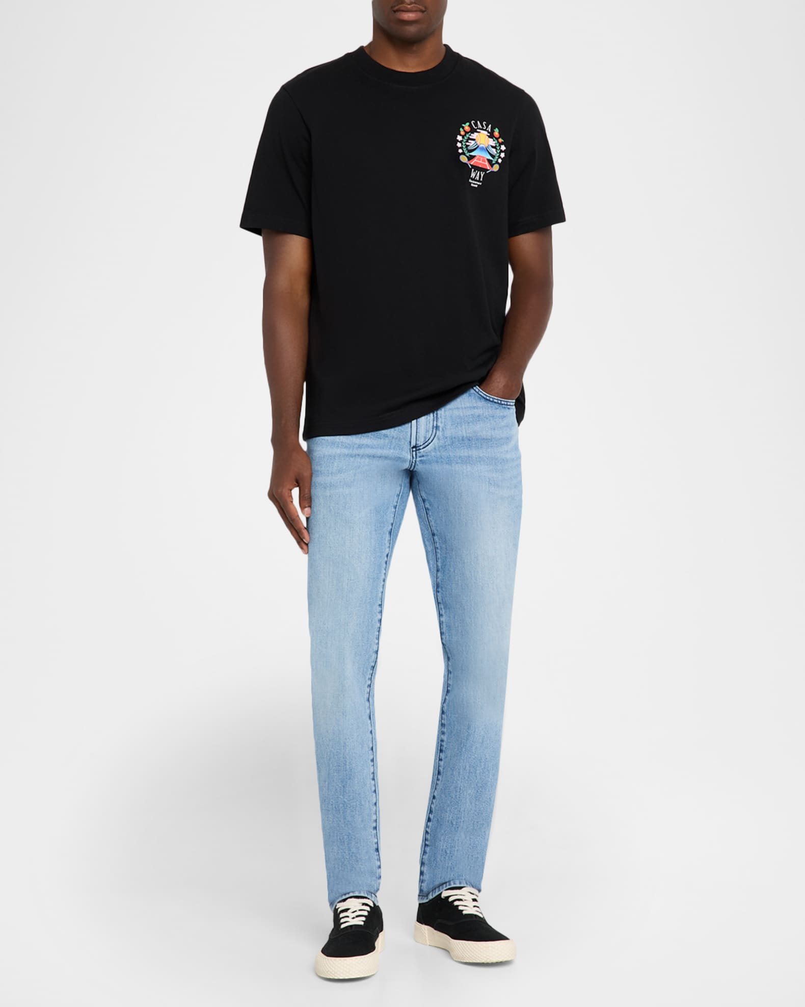 ◆Casablanca◆REGULARFIT COTTON T-SHIRT WITHHOUSEWAYMOUNTAIN CASABLANCA Casa Way Mountain Printed Organic Cotton-Jersey T