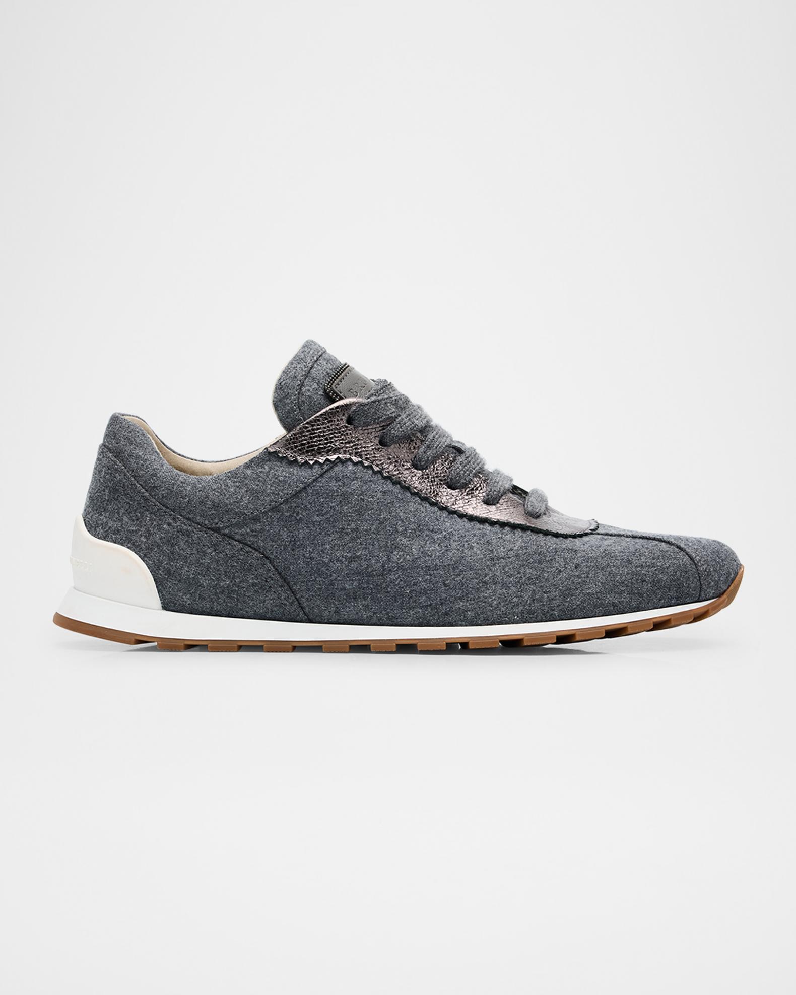 Brunello Cucinelli Suede Knit Slip-On Sneakers | Neiman Marcus display picture 2