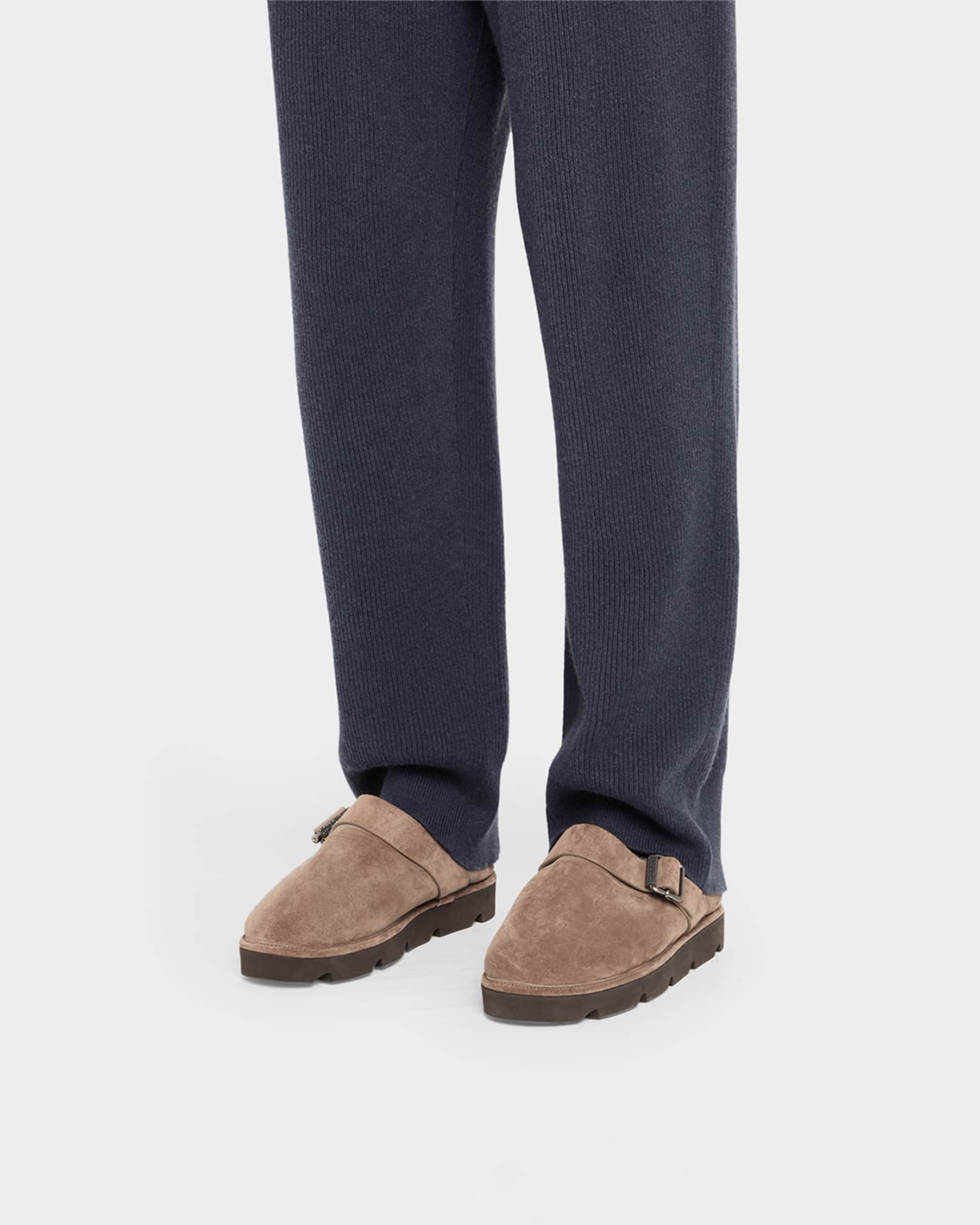 サンダル・ミュール SUEDE MULE WITH MONILI DETAIL Monili bow-detail suede mules in brown - Brunello Cucinelli