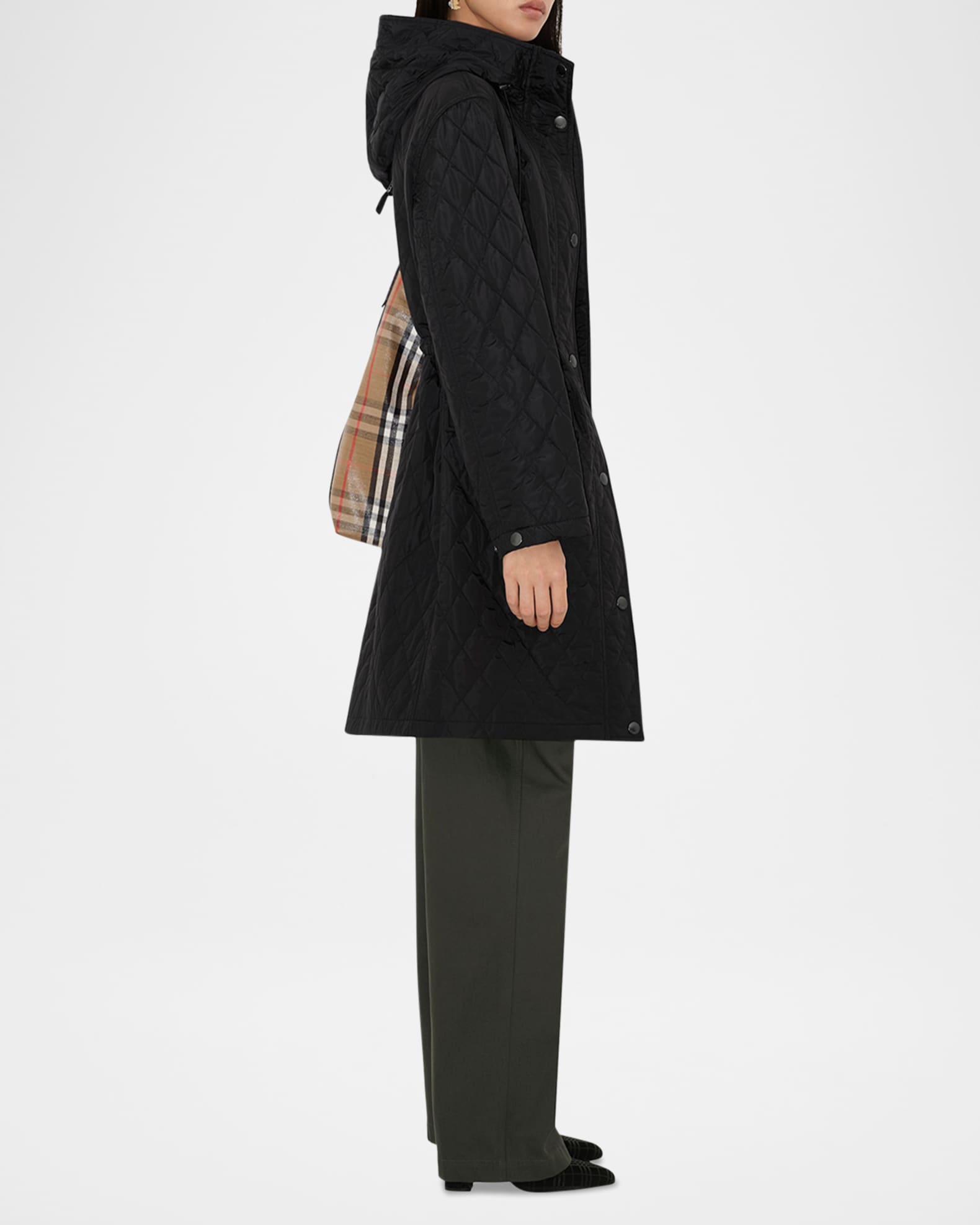 Burberry Hillgate Quilted Long Hooded Jacket | Neiman Marcus