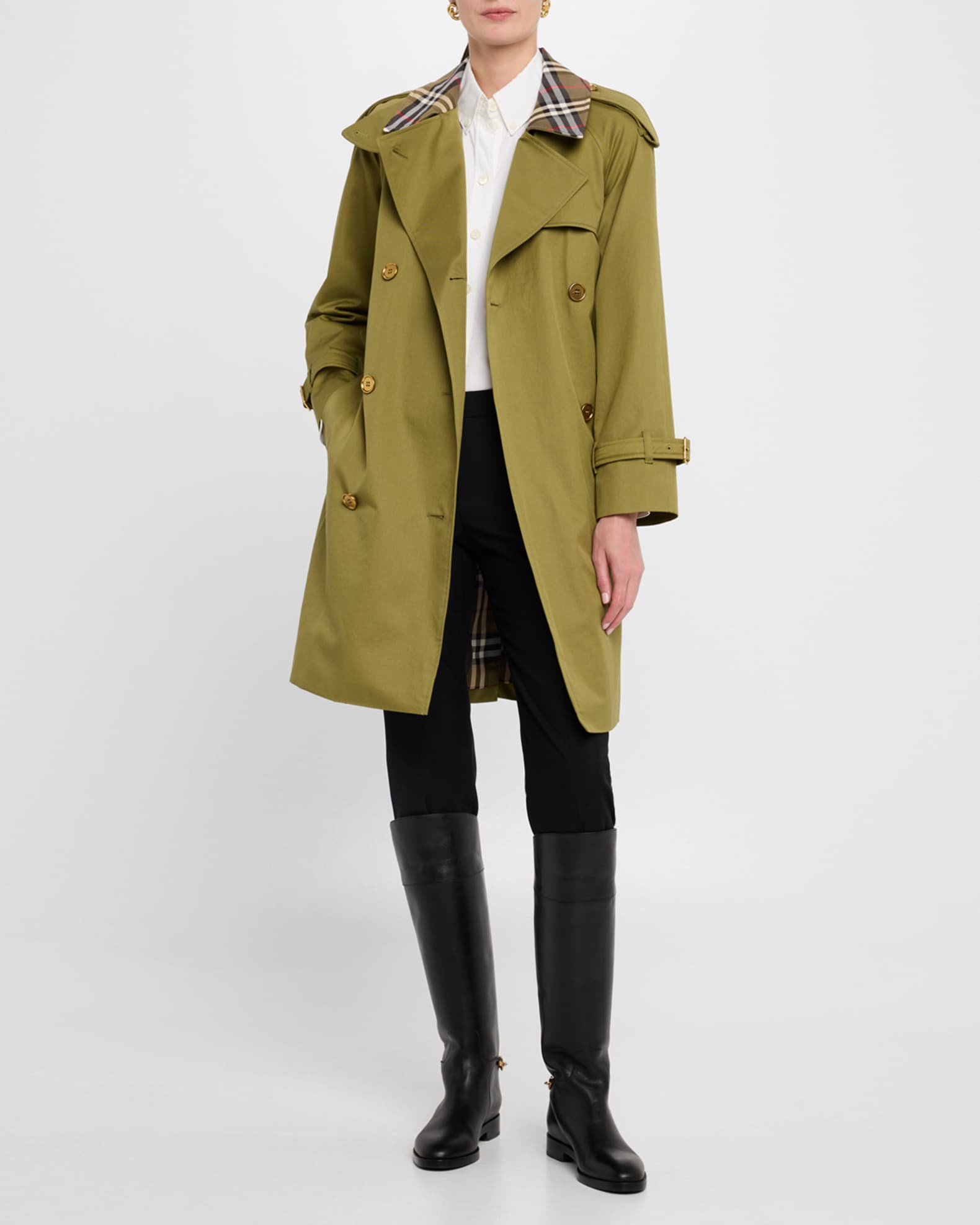 トレンチコート Burberry Burberry Castleford Double-Breasted Trench With Che BURBERRY Castleford double-breasted cotton-gabardine trench
