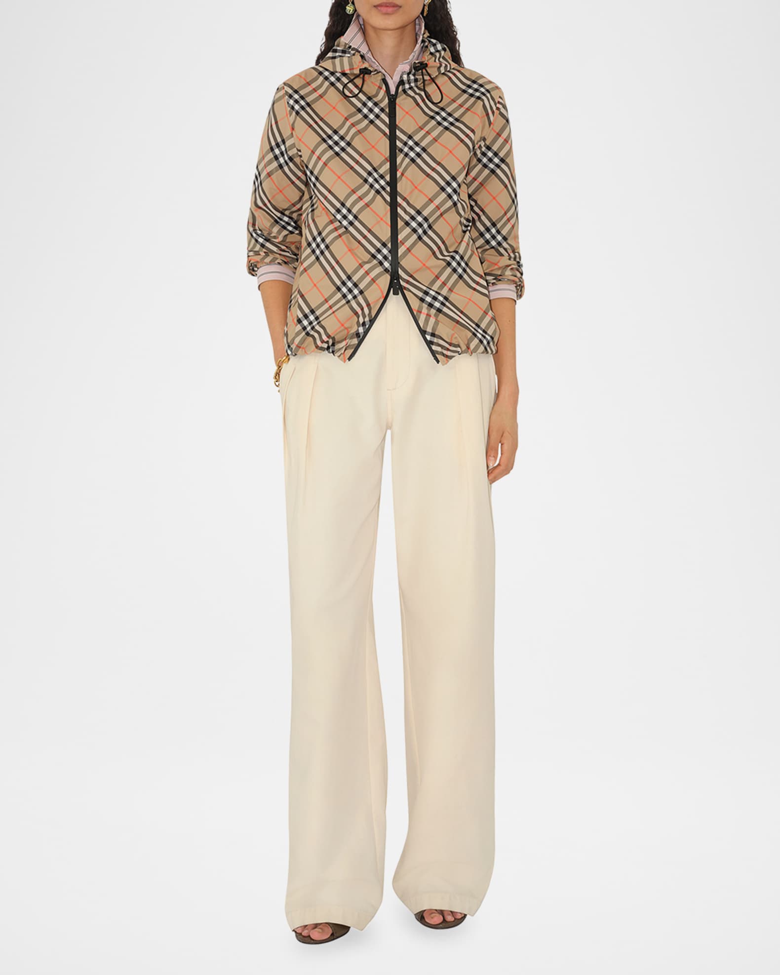 良品✨️ BURBERRY メガチェック ノーカラー ジップアップ