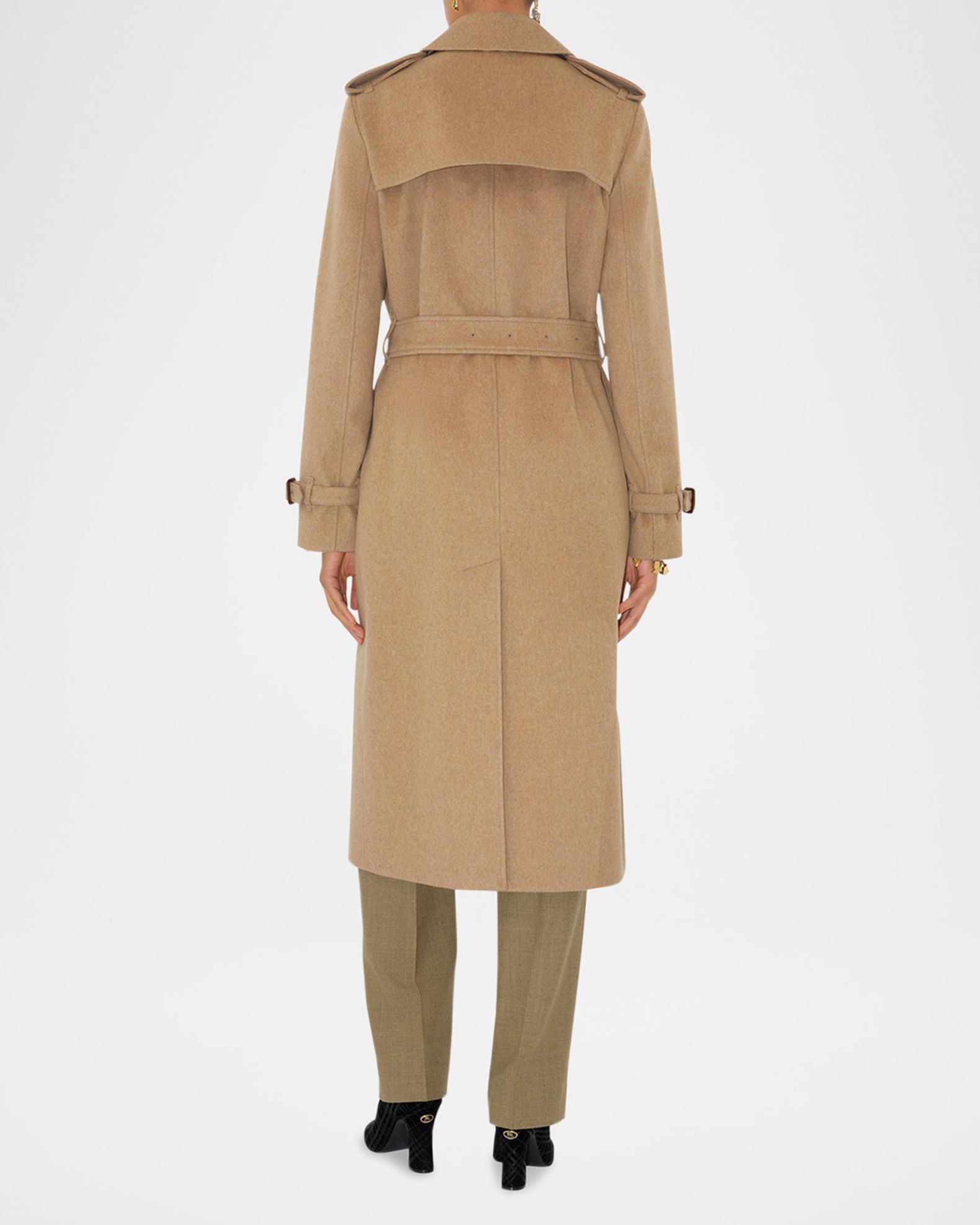 Burberry Kensington Belted Cashmere-Wool Double-Breasted Trench