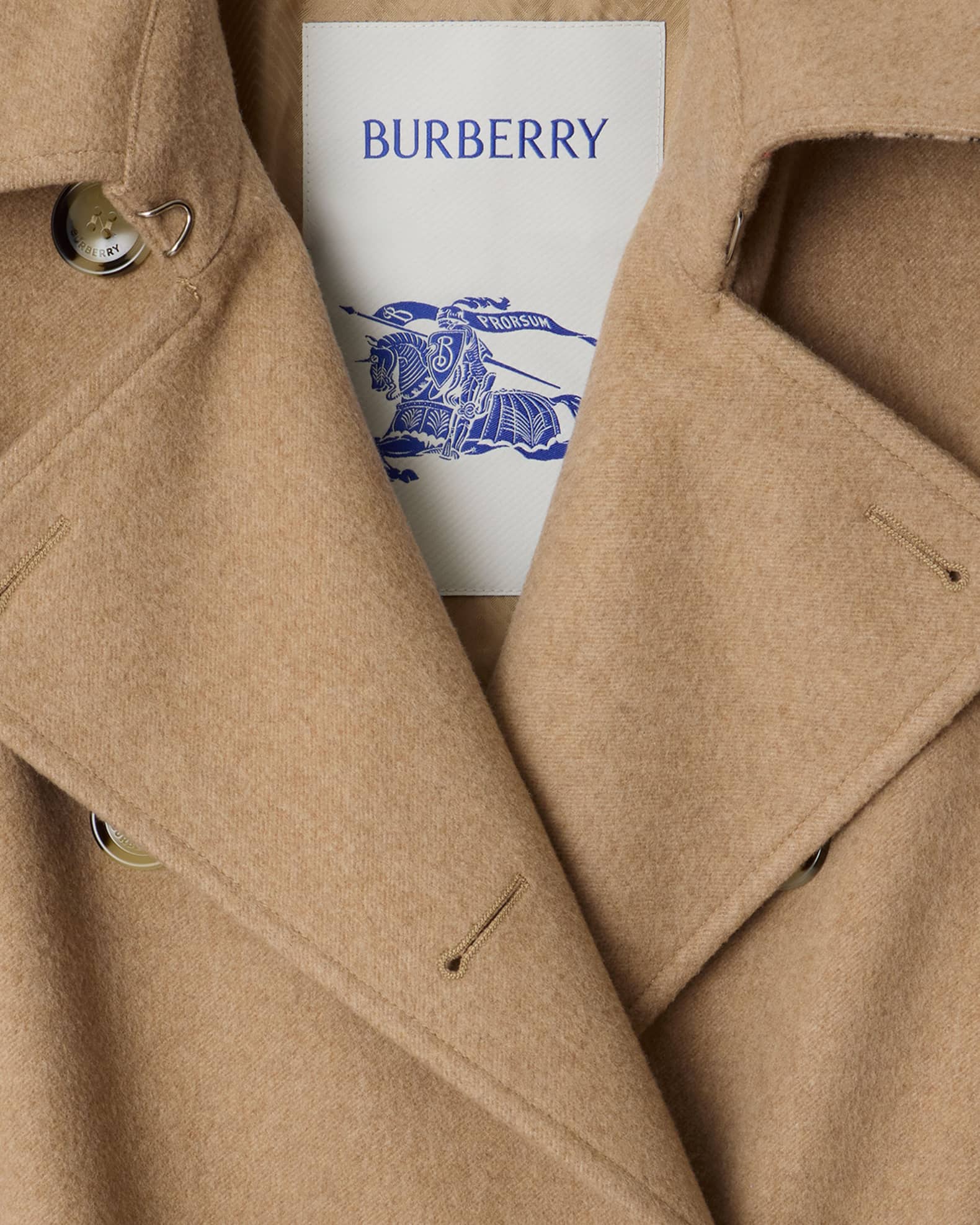 Burberry Kensington Belted Cashmere-Wool Double-Breasted Trench