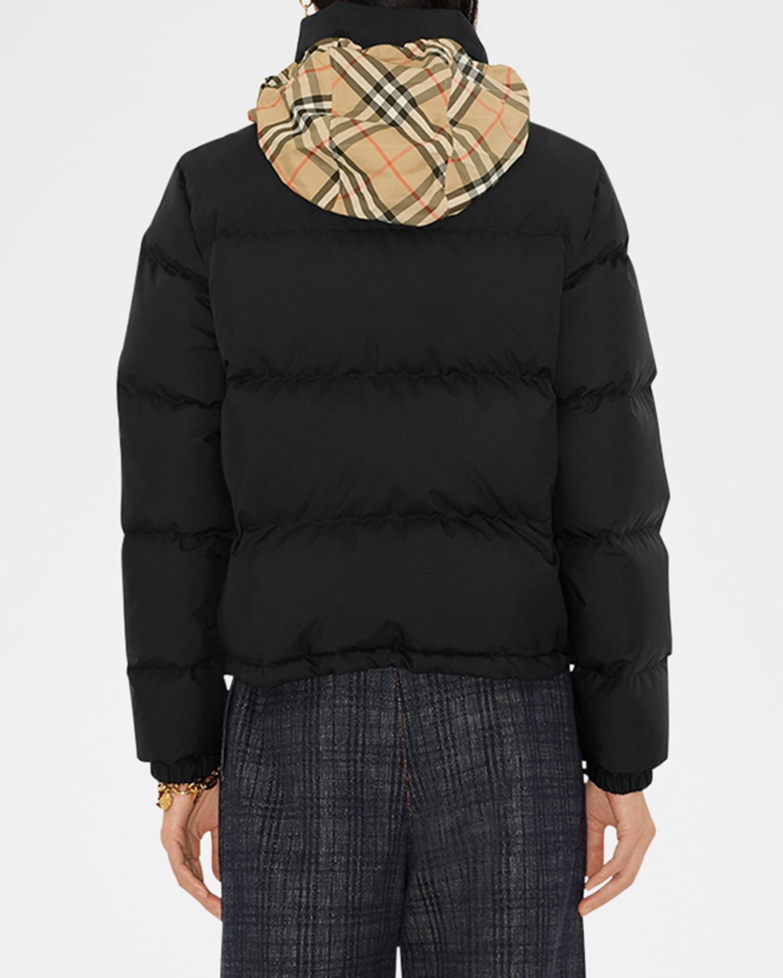 Burberry Ambleside Check Zipper Puffer Jacket With Hood | Neiman