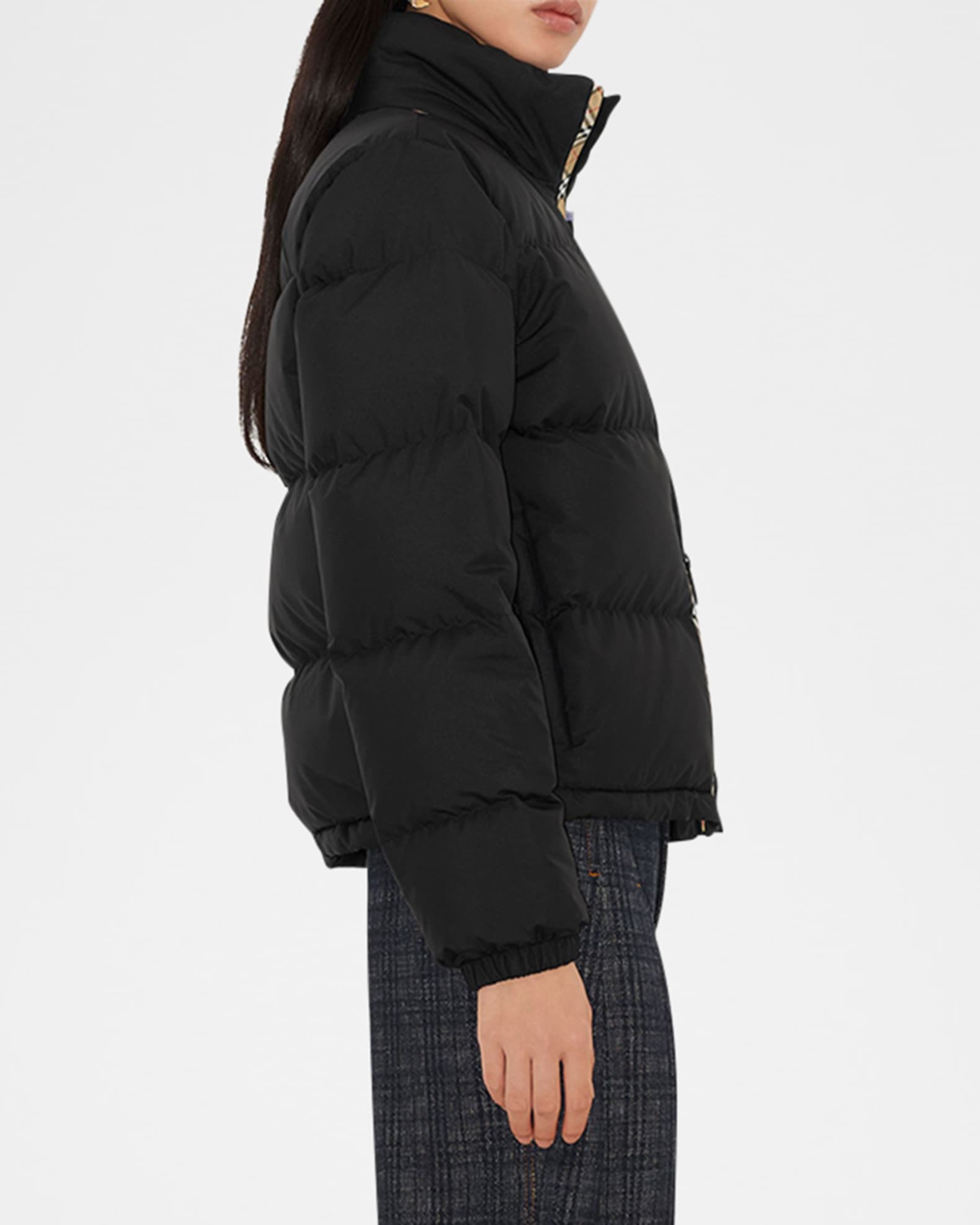 Burberry Ambleside Check Zipper Puffer Jacket With Hood | Neiman