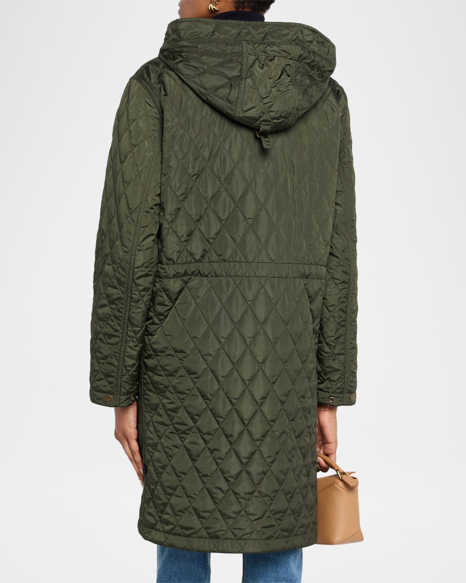 Burberry Hillgate Quilted Long Hooded Jacket | Neiman Marcus