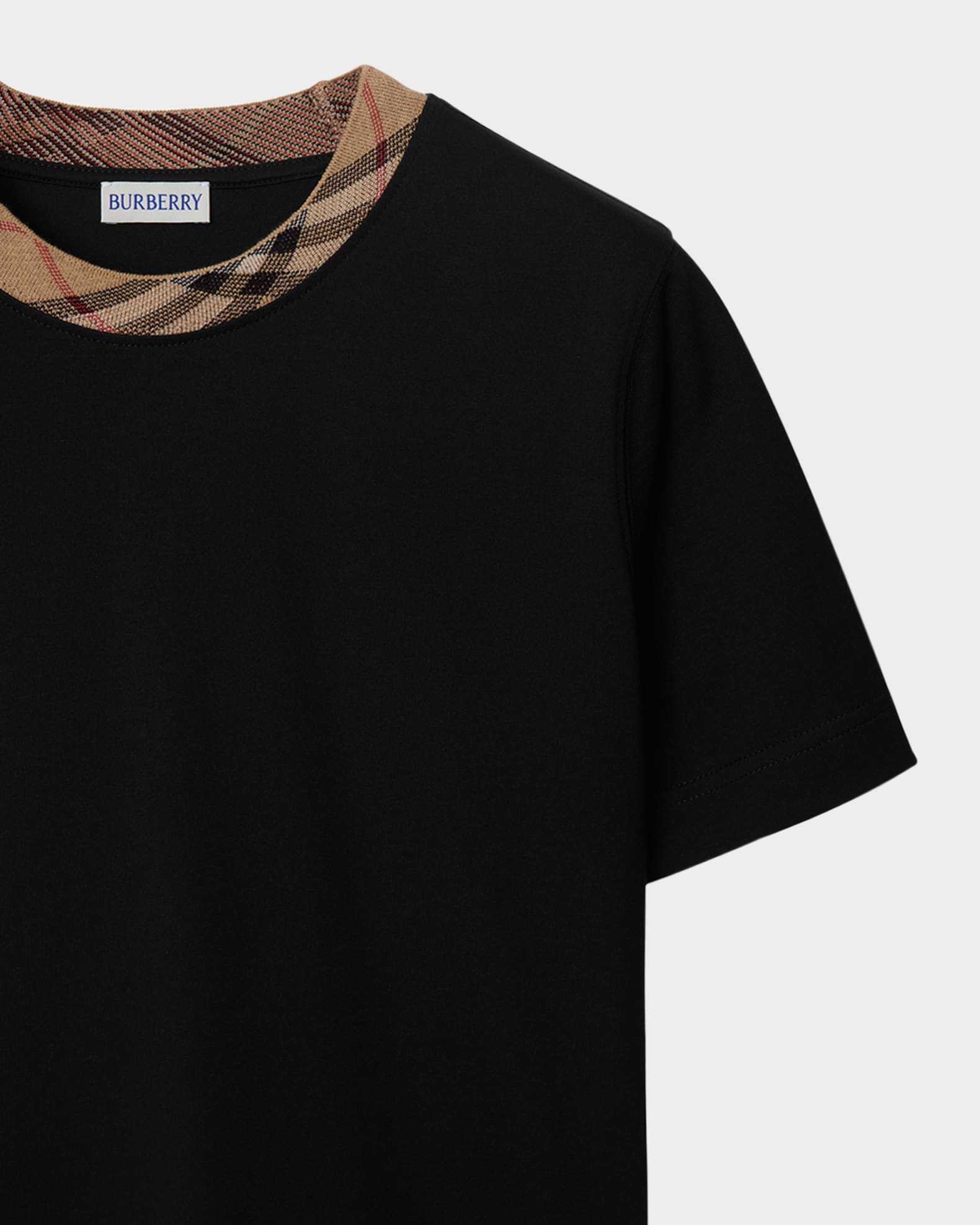 Tシャツ・カットソー *Burberry* Check Sleeve Cotton Short Sleeve T-Shirt Black 80 8CE3911D-46BE-4F1E-9882-
