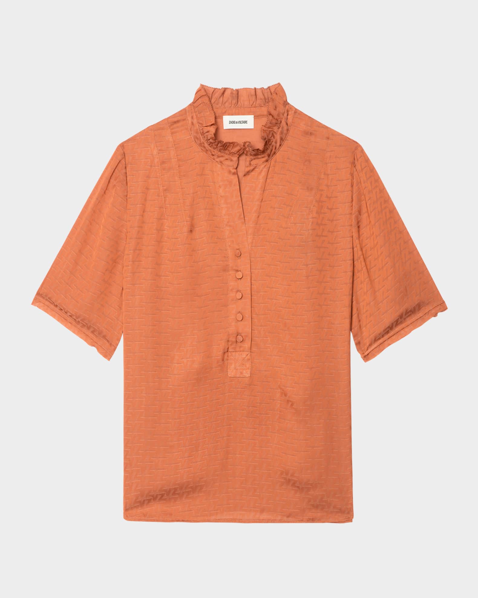 Topher Satin Monogram Blouse 0