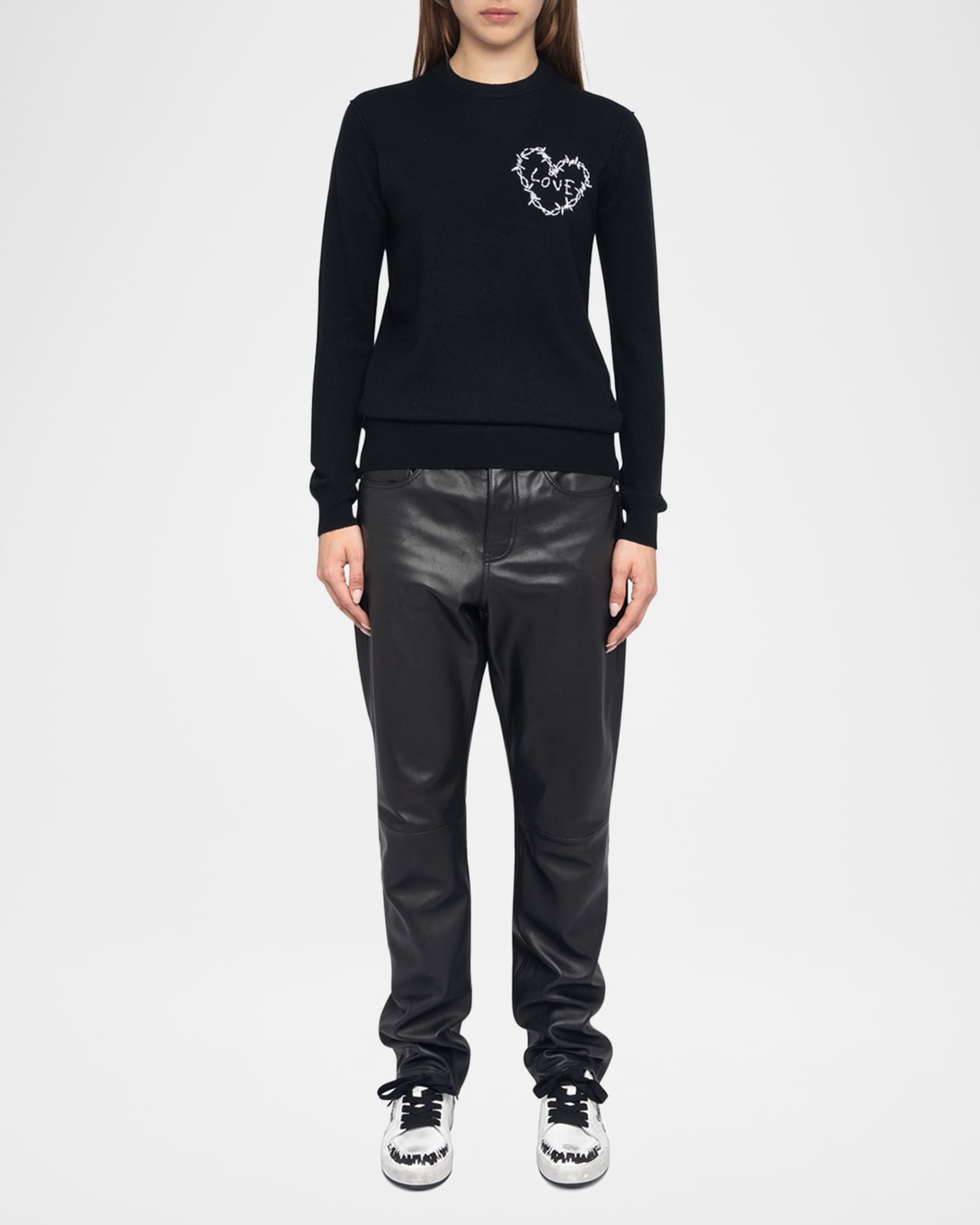 Zadig & Voltaire Kendy Heart Embroidered Sweater | Neiman Marcus