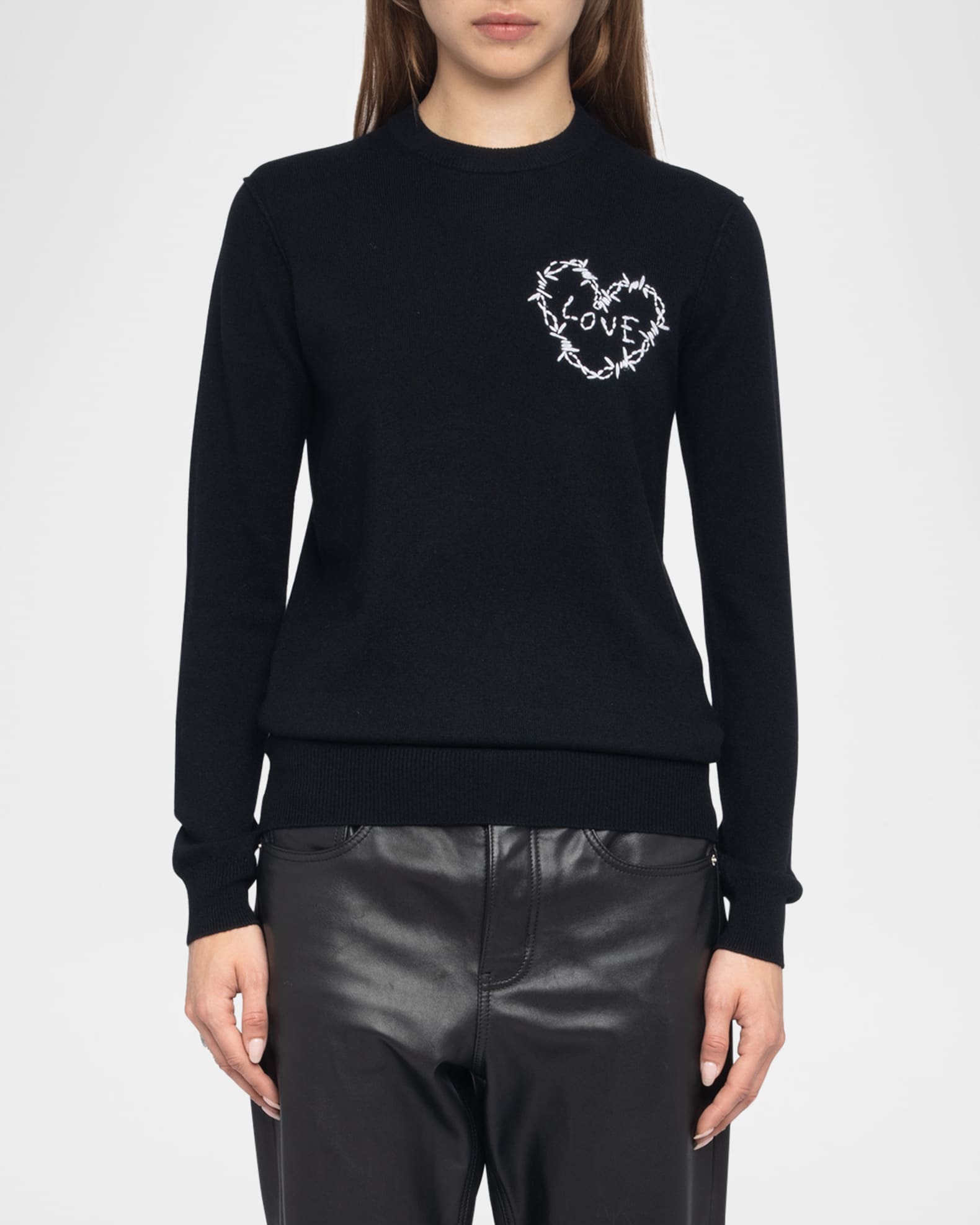 Zadig & Voltaire Kendy Heart Embroidered Sweater | Neiman Marcus