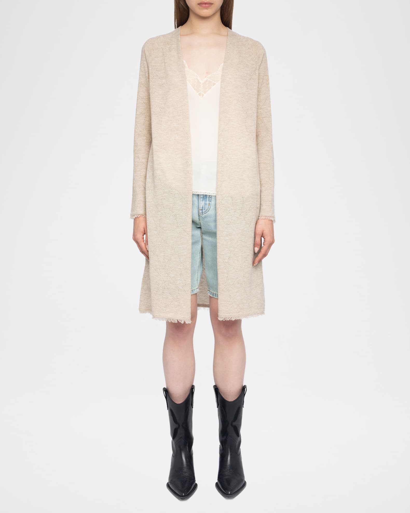 Daffy Pointelle Stars Cashmere Cardigan 1