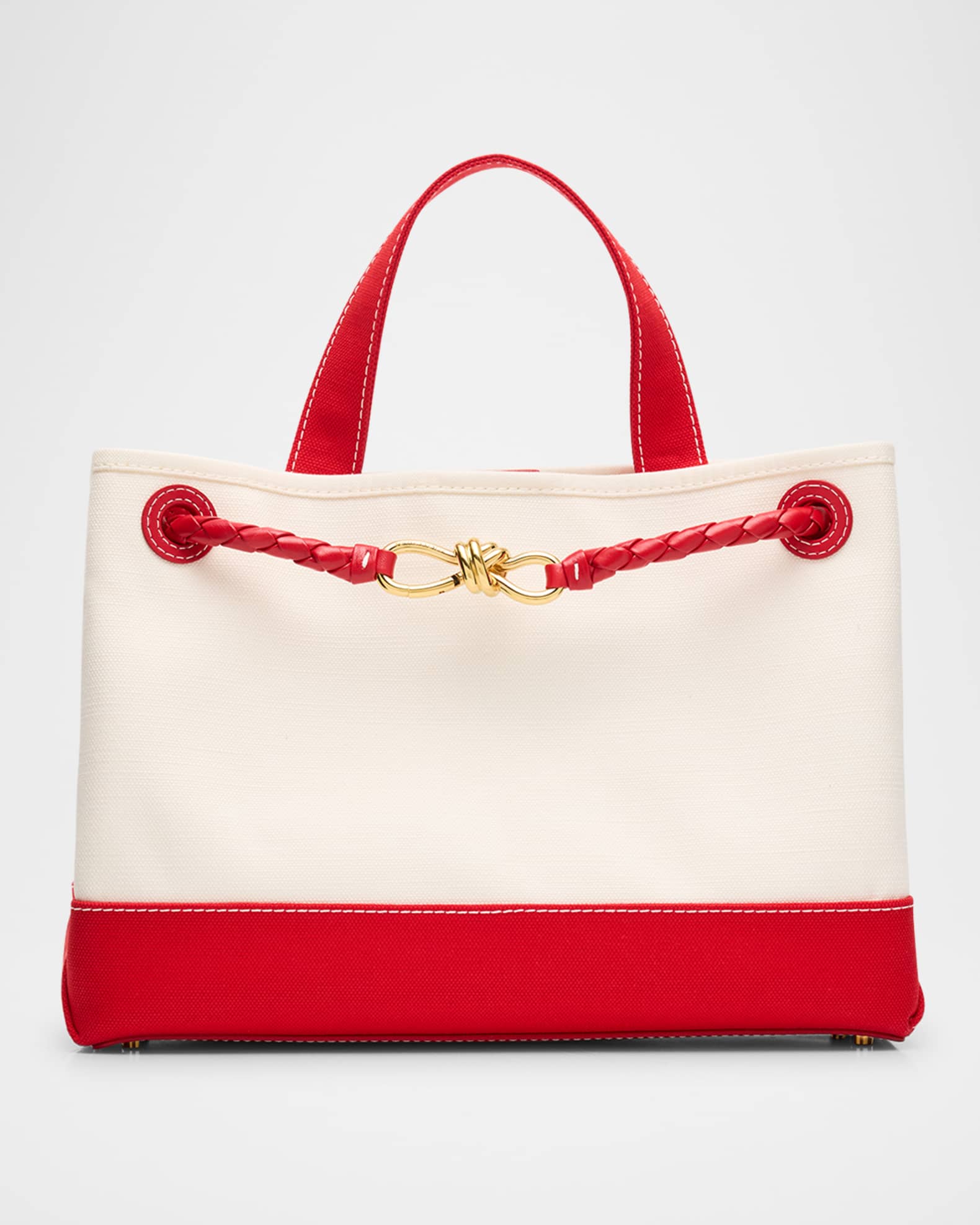 【関税送料込】BOTTEGA VENETA canvas and smooth leather tote Bottega Veneta Andiamo Medium Two-Tone Canvas Tote Bag