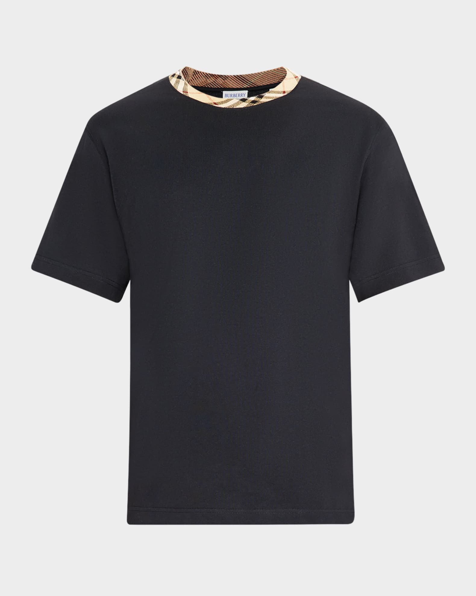 【BURBERRY】men's チェック柄 black ショートスリーブ Tシャツ Burberry Short sleeve crew neck checked t-shirt | The
