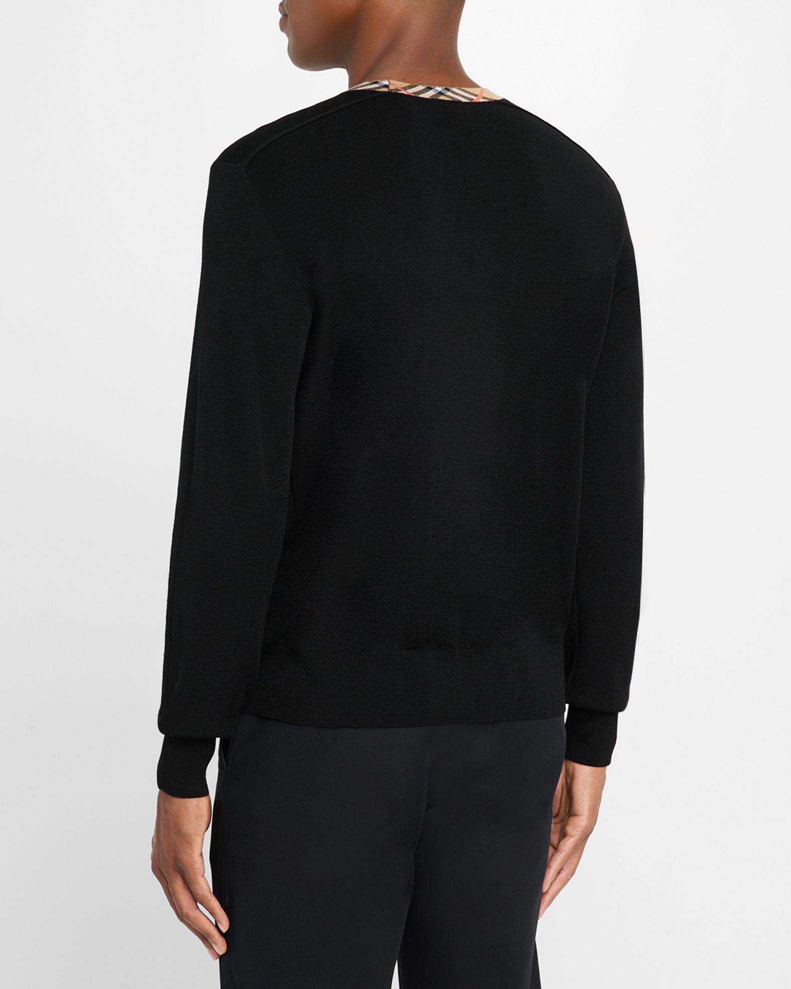 Burberry Men's Check-Trim Wool Crewneck Sweater | Neiman Marcus