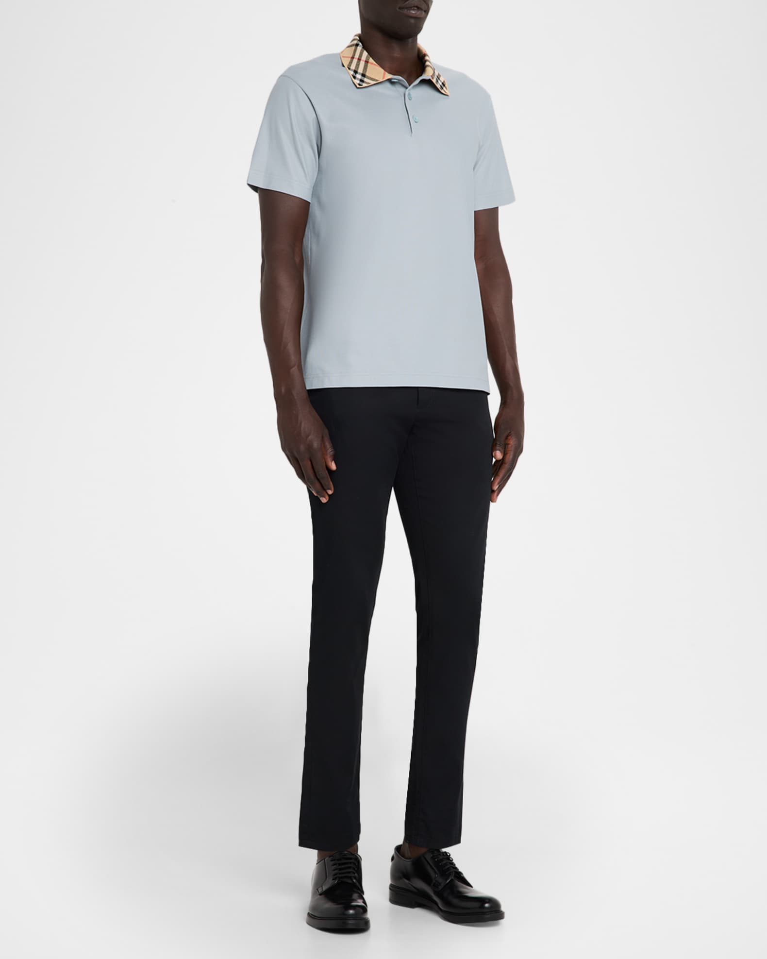 Men's Cotton Check-Collar Polo Shirt 1