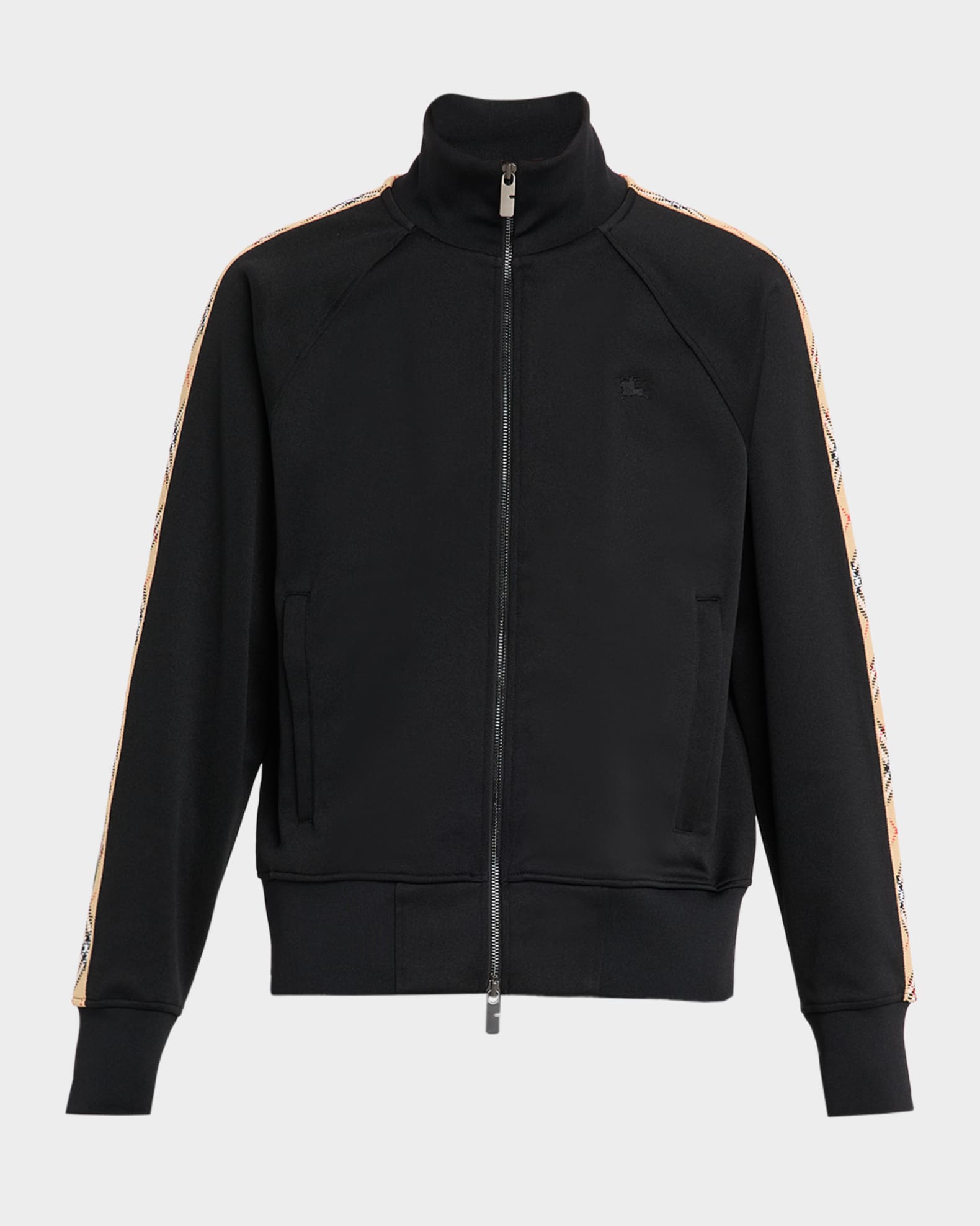 Men's Check-Trim Cotton Blend Track Jacket 0