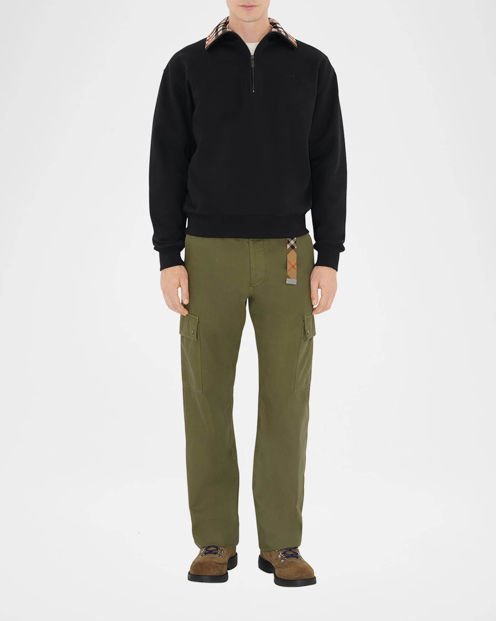 Men's Check-Collar Quarter-Zip Sweater 1